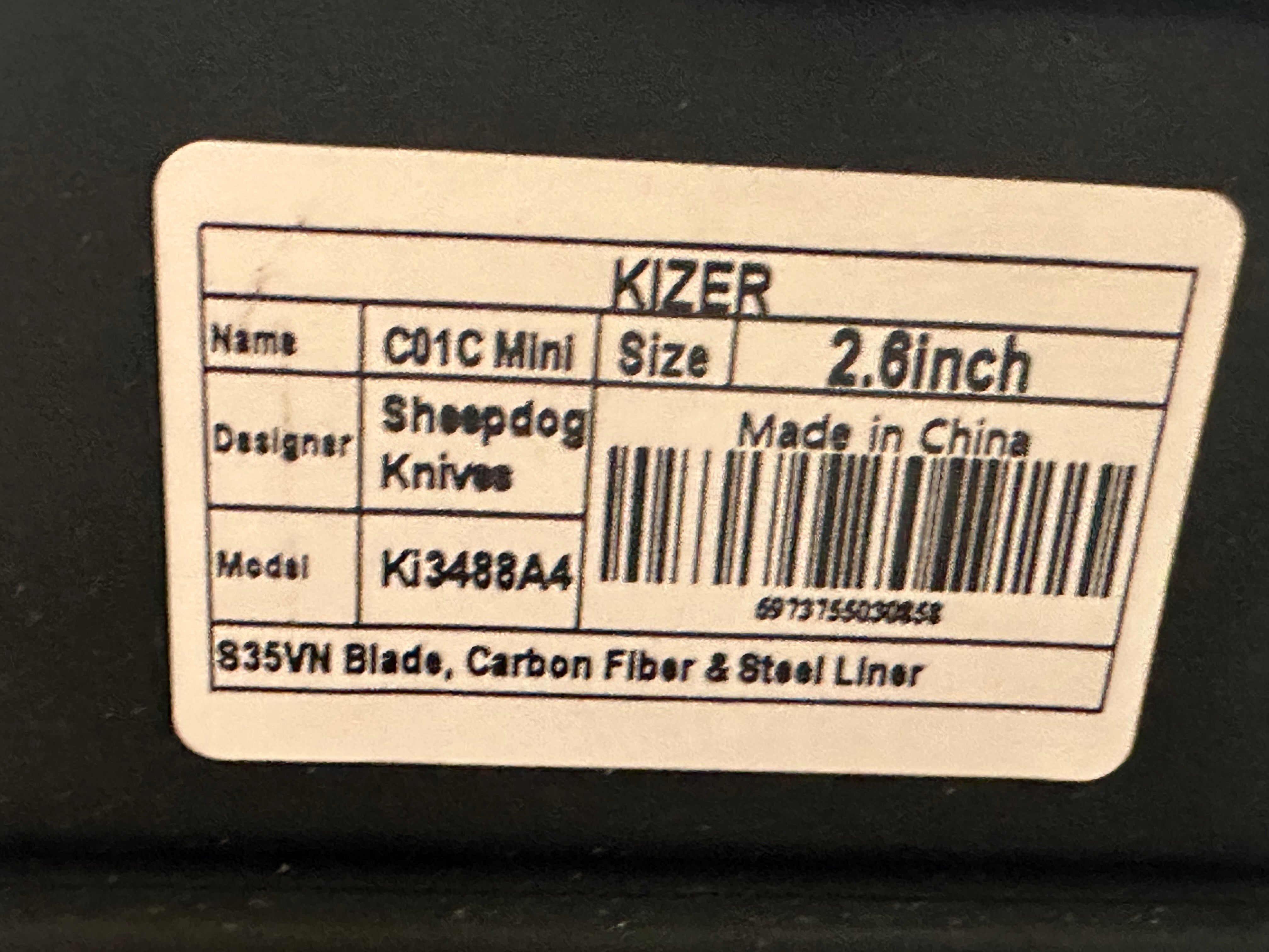 Kizer Mini Sheepdog C01C S35VN Carbon Fiber