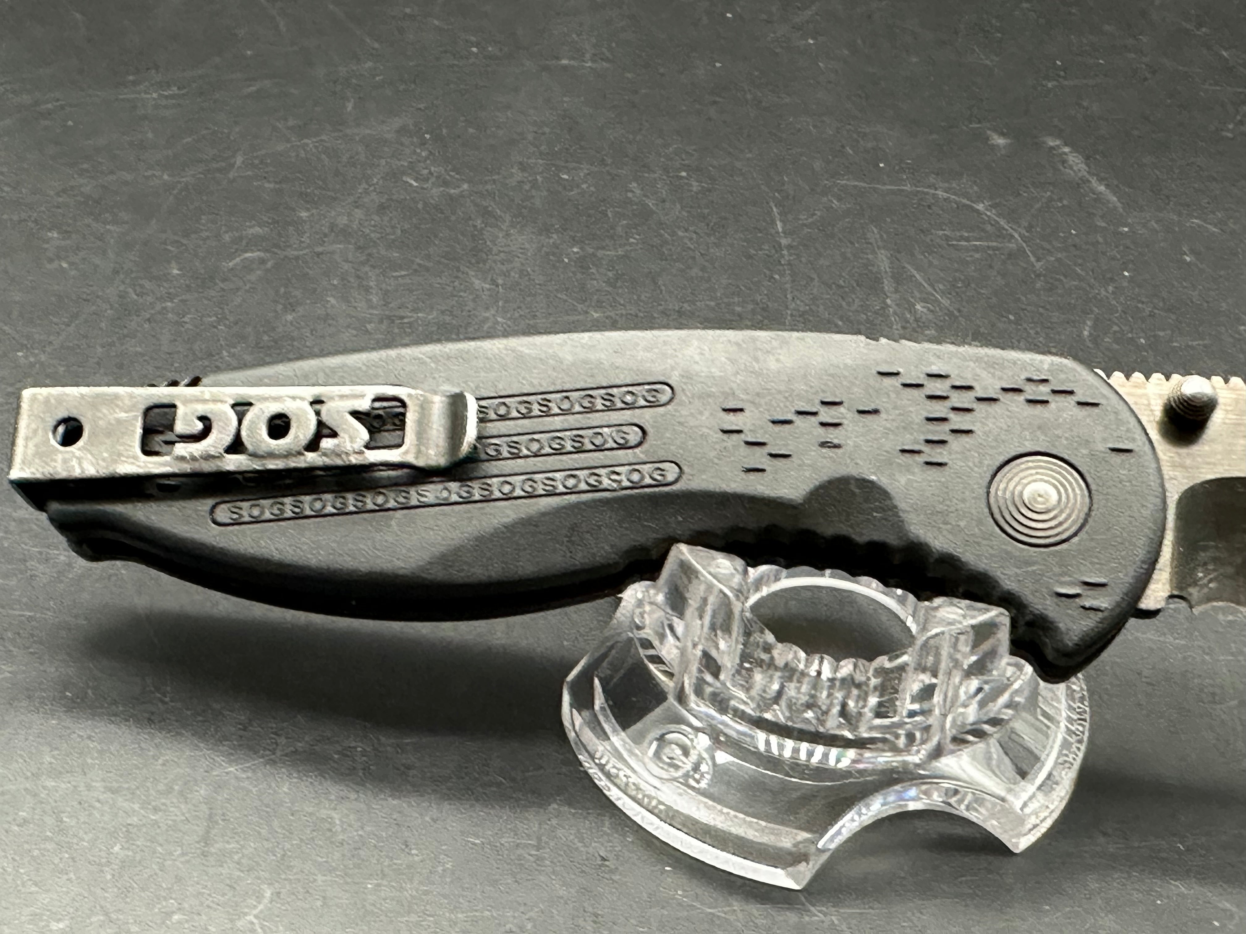 SOG Aegis Folding Knife Assisted 3.5" Black TiNi Combo Tanto Blade, Black GRN Handles, Arc-Lock