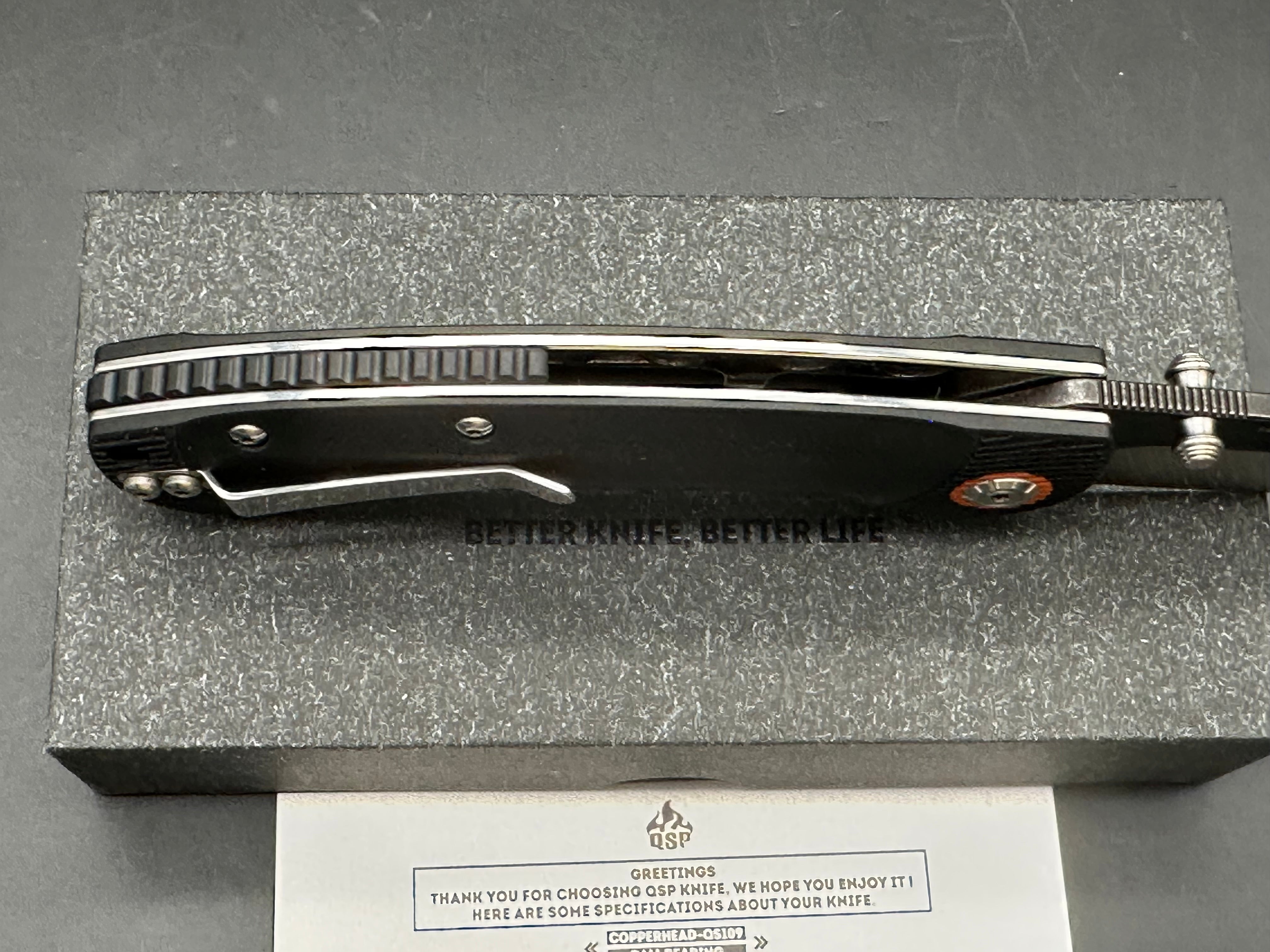 QSP Copperhead Liner Lock Knife Black G-10 (3.5" Two Tone)