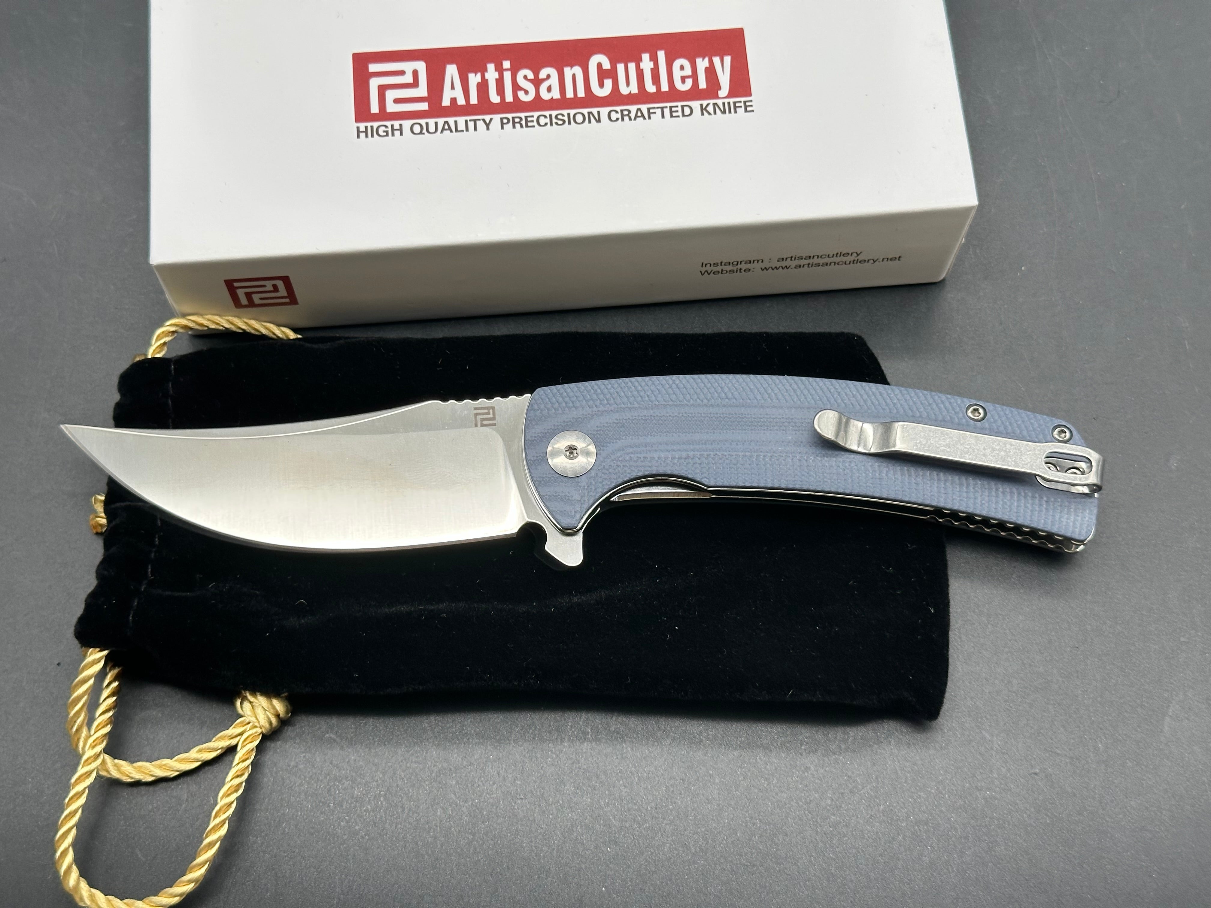 Artisan Cutlery Arroyo Liner Lock Knife Gray G-10 (3.4" Satin)