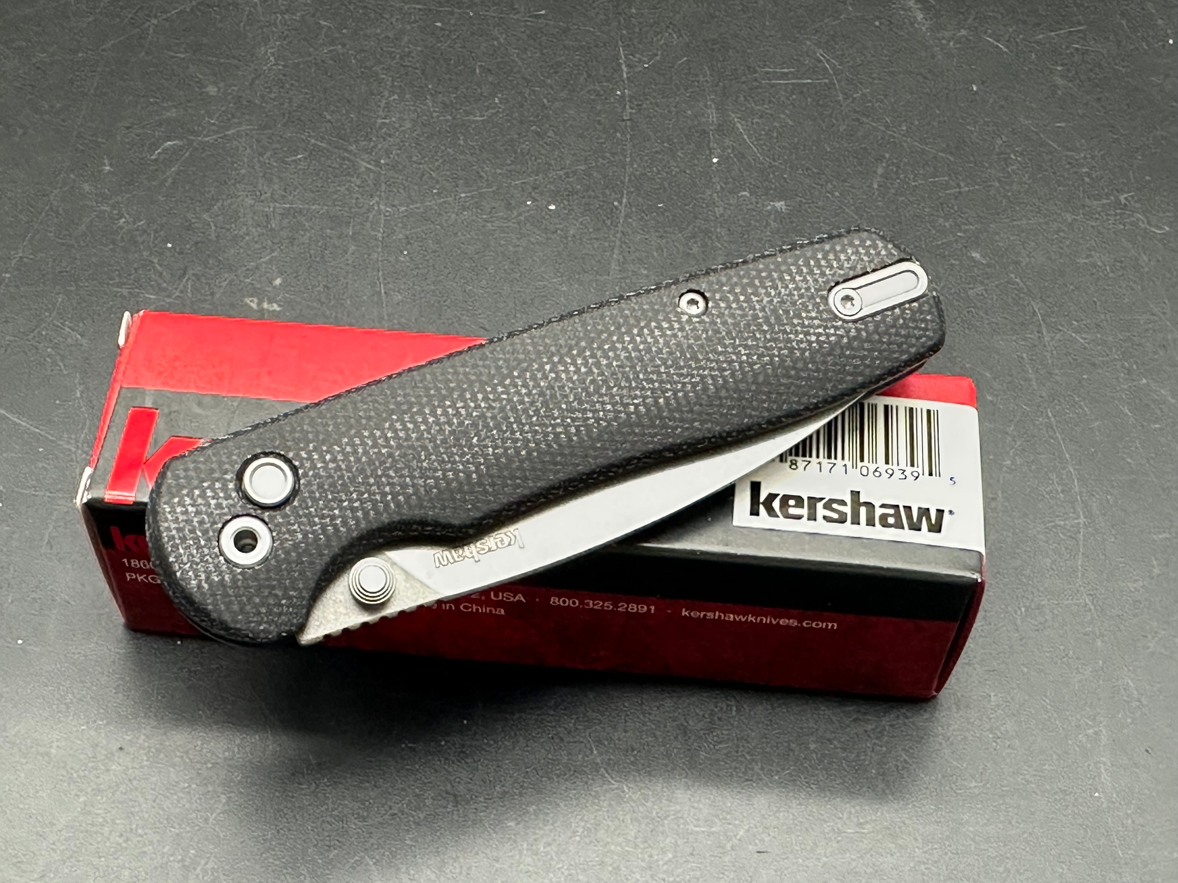 Kershaw Remnant Button Lock Knife Black Micarta (3.5" Stonewash)