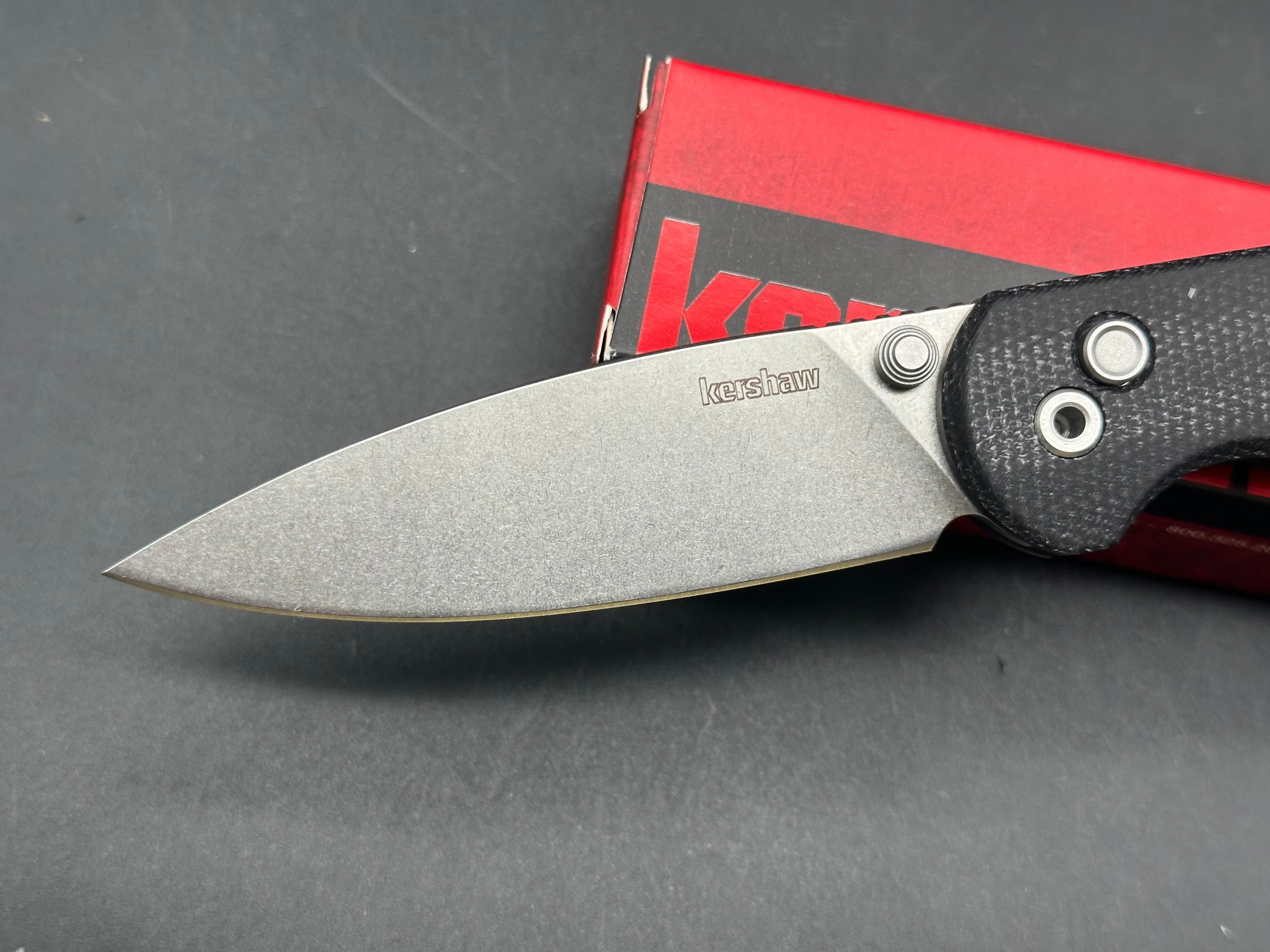 Kershaw Remnant Button Lock Knife Black Micarta (3.5" Stonewash)