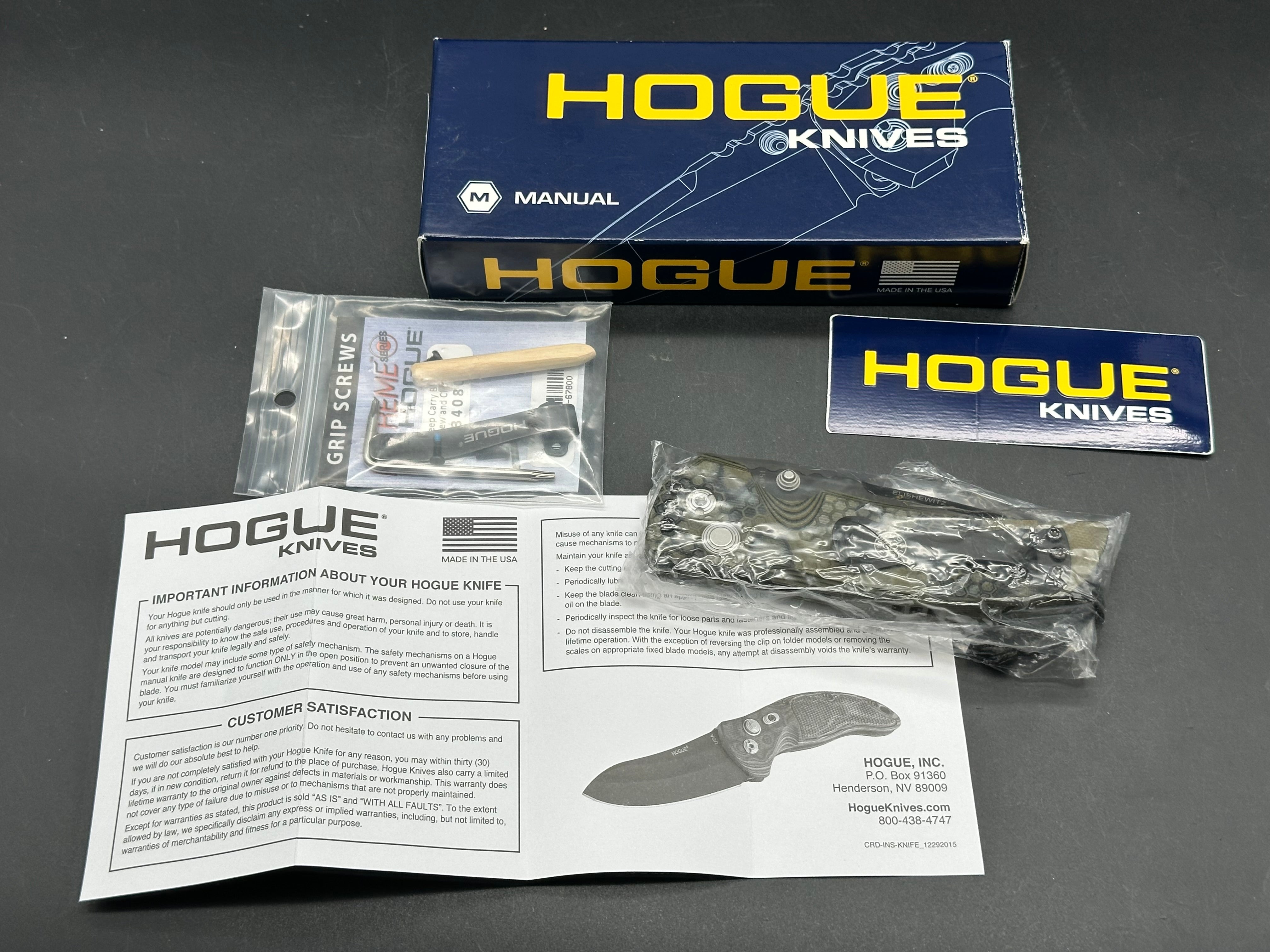 Hogue Knives EX01 Knife G10 Handle Drop Point Blade (3.5")
