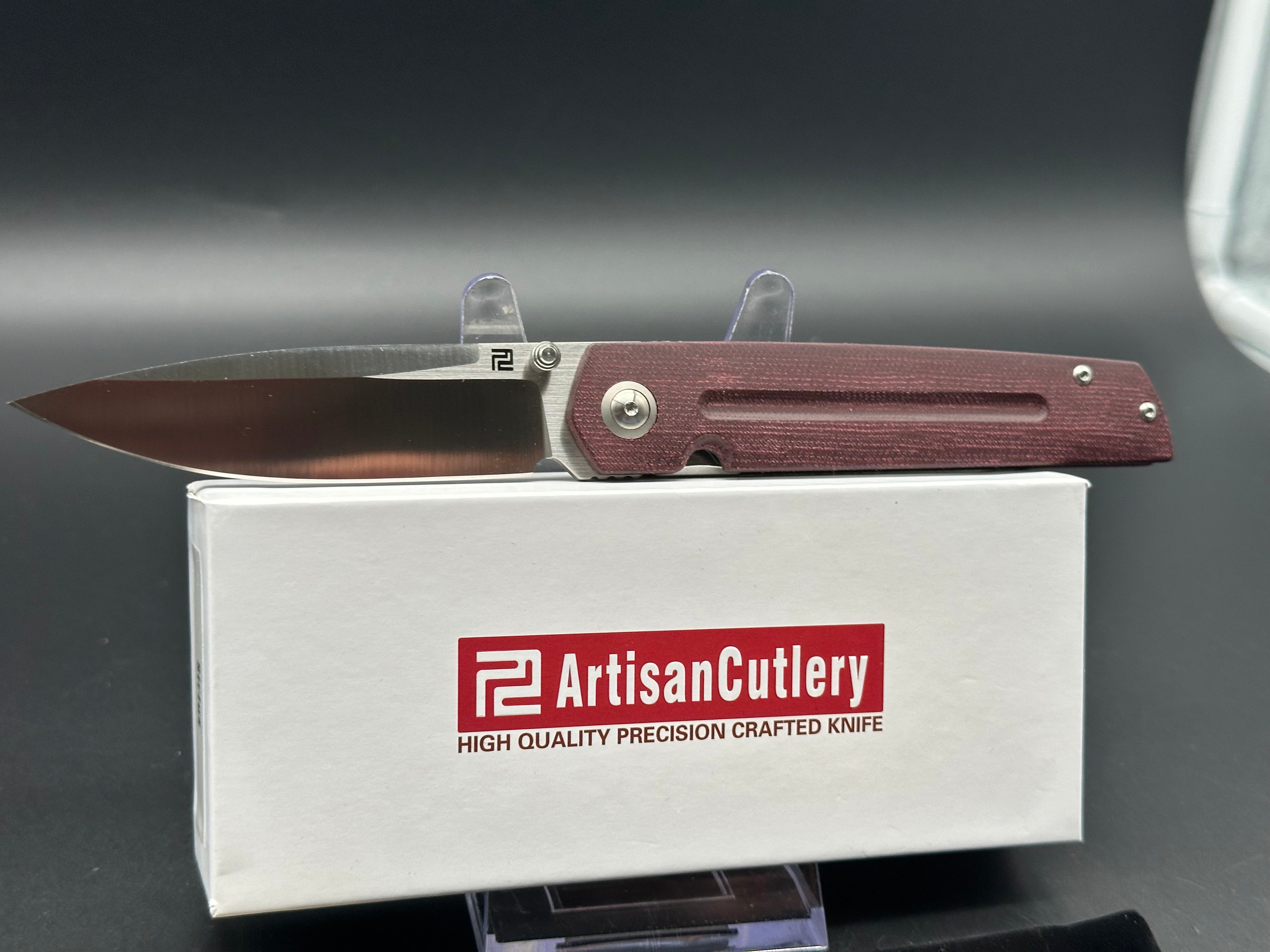 Artisan Cutlery Sirius Liner Lock Knife Red Micarta (3.5" Satin)