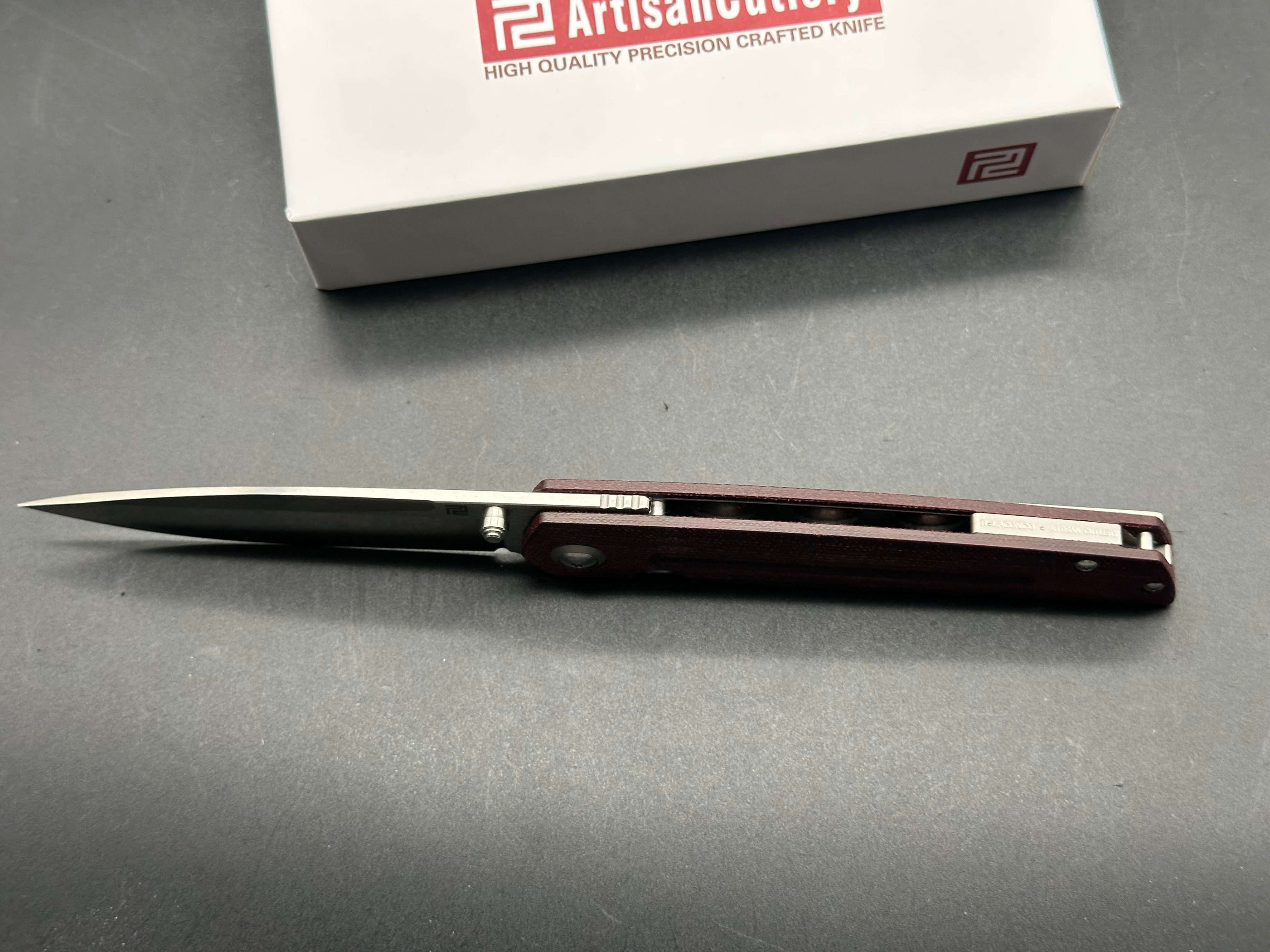 Artisan Cutlery Sirius Liner Lock Knife Red Micarta (3.5" Satin)