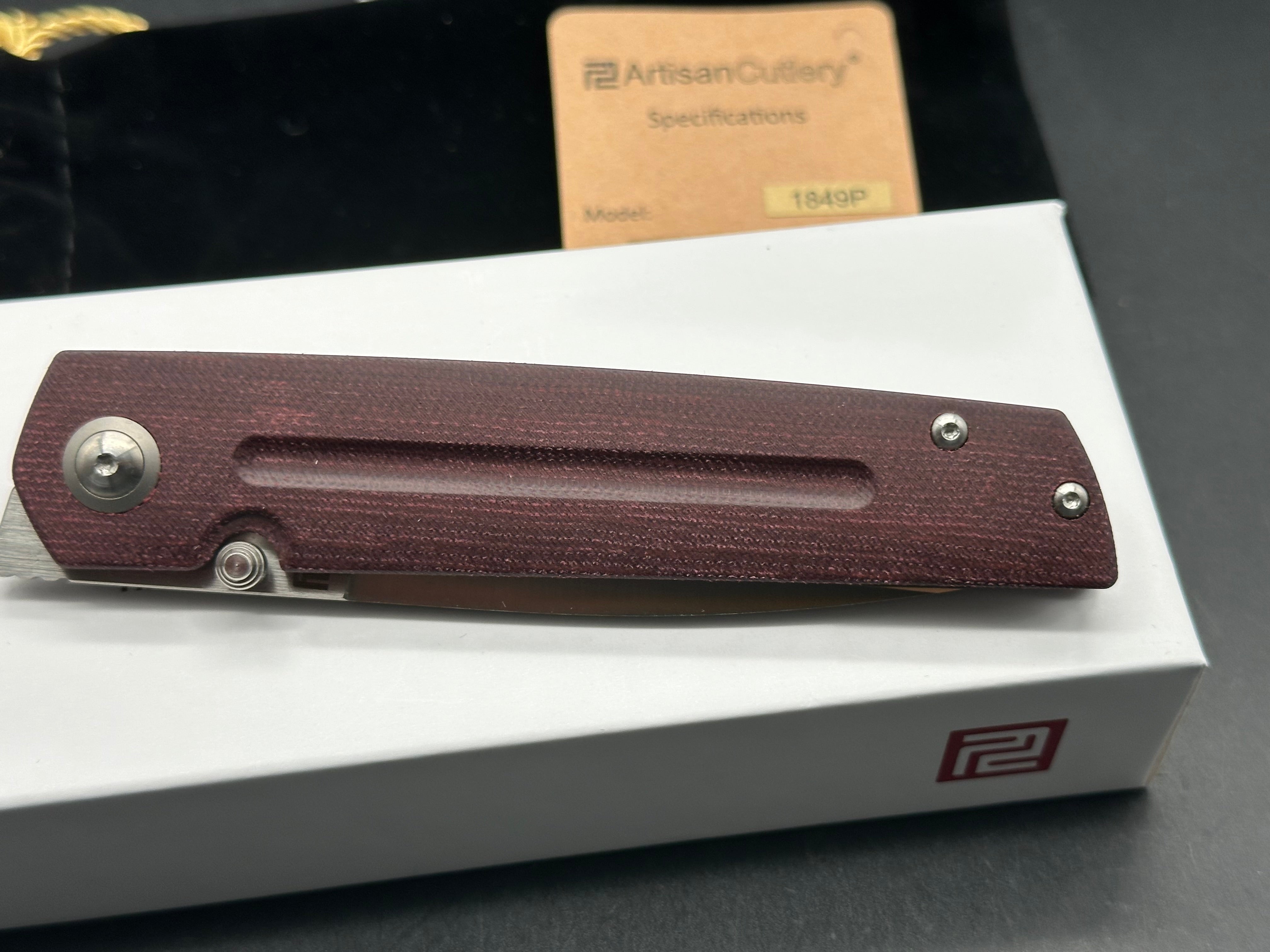 Artisan Cutlery Sirius Liner Lock Knife Red Micarta (3.5" Satin)