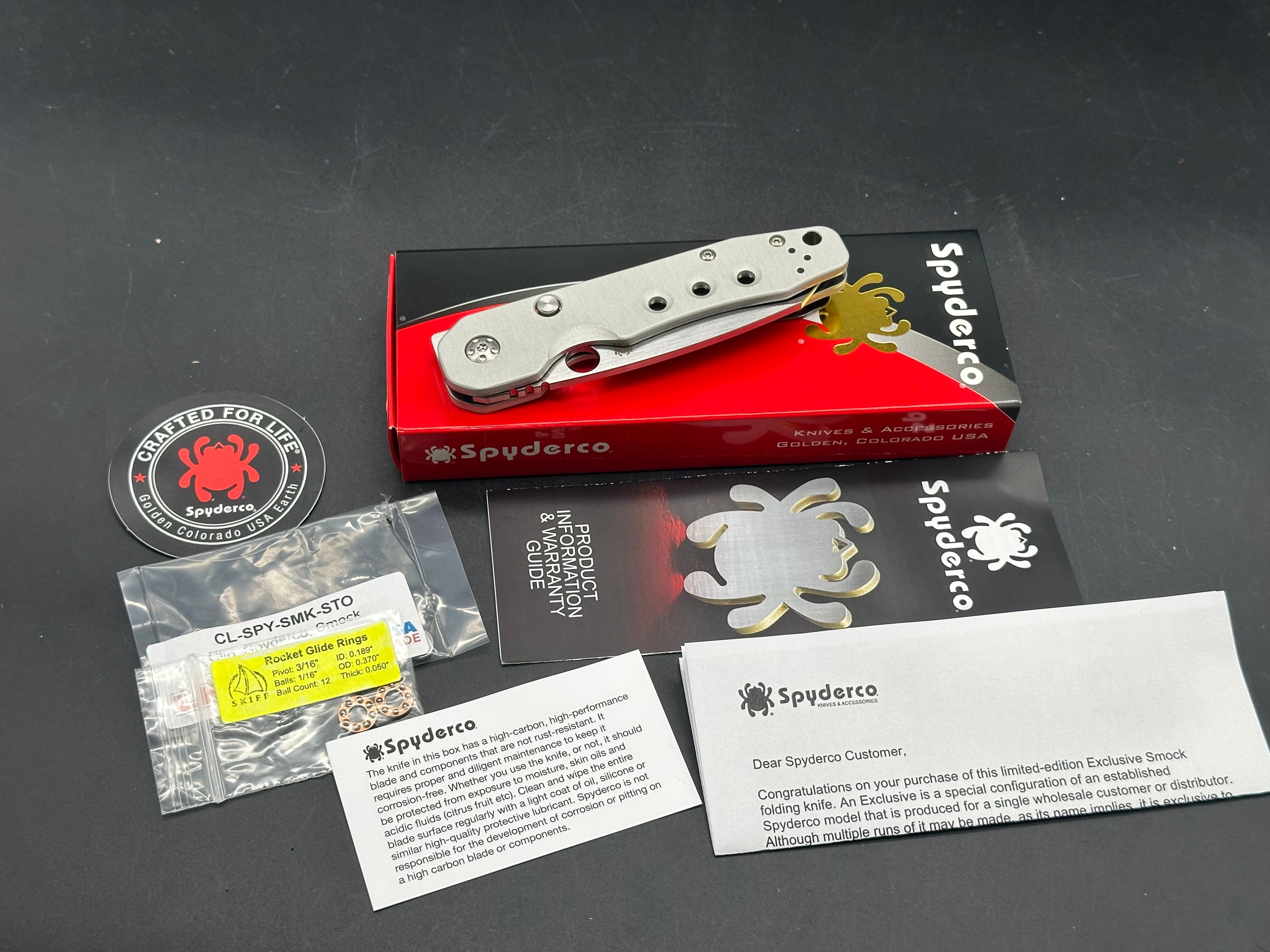 Spyderco Smock Special Edition 3.45 inch CPM CruWear Satin Blade with Blasted Anodized Aluminum Scales