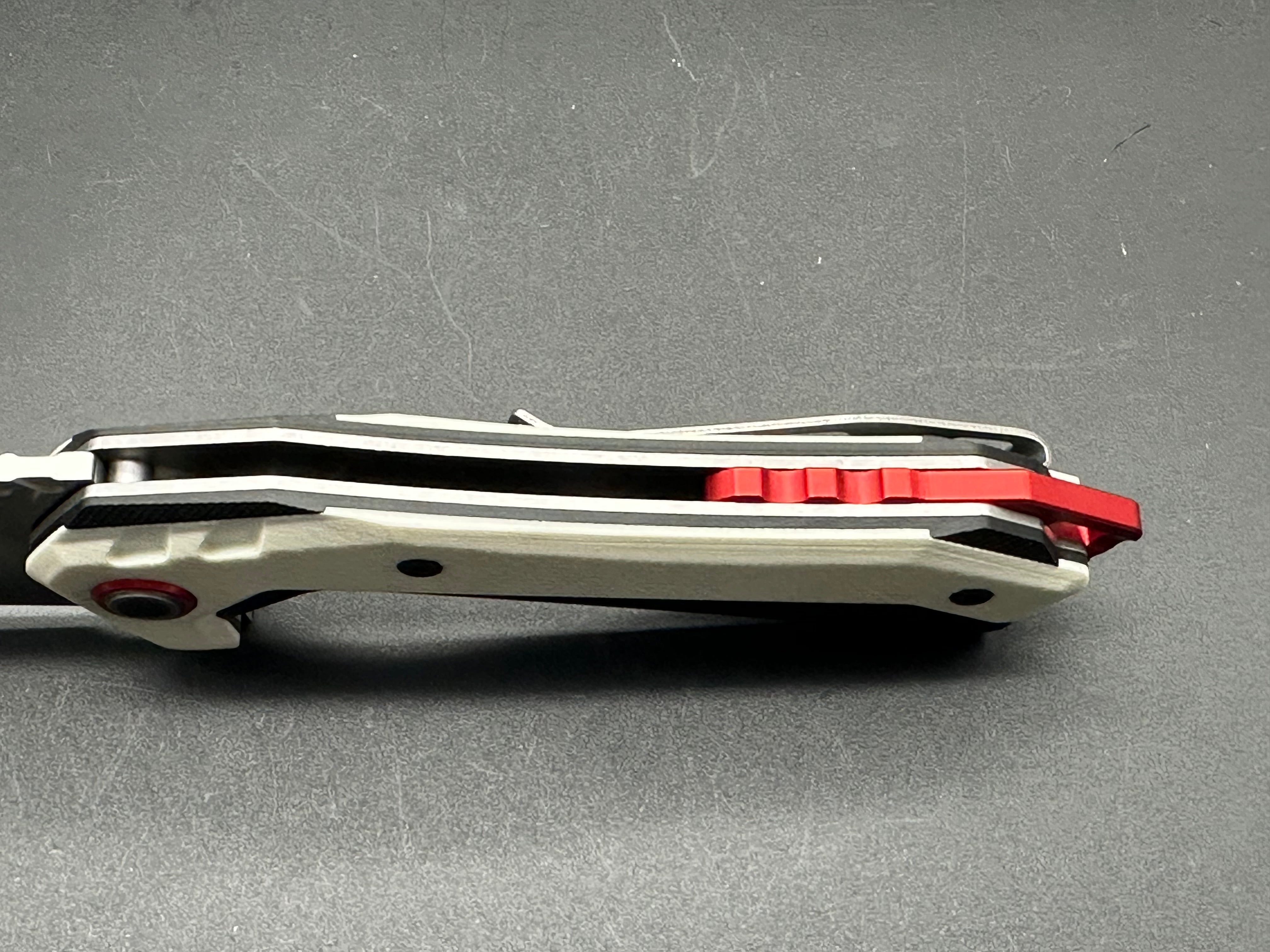 CJRB TIGRIS FOLDING KNIFE WHITE/BLACK G10 HANDLE AR-RPM9 CLEAVER PLAIN EDGE STONEWASH FINISH J1919-WH