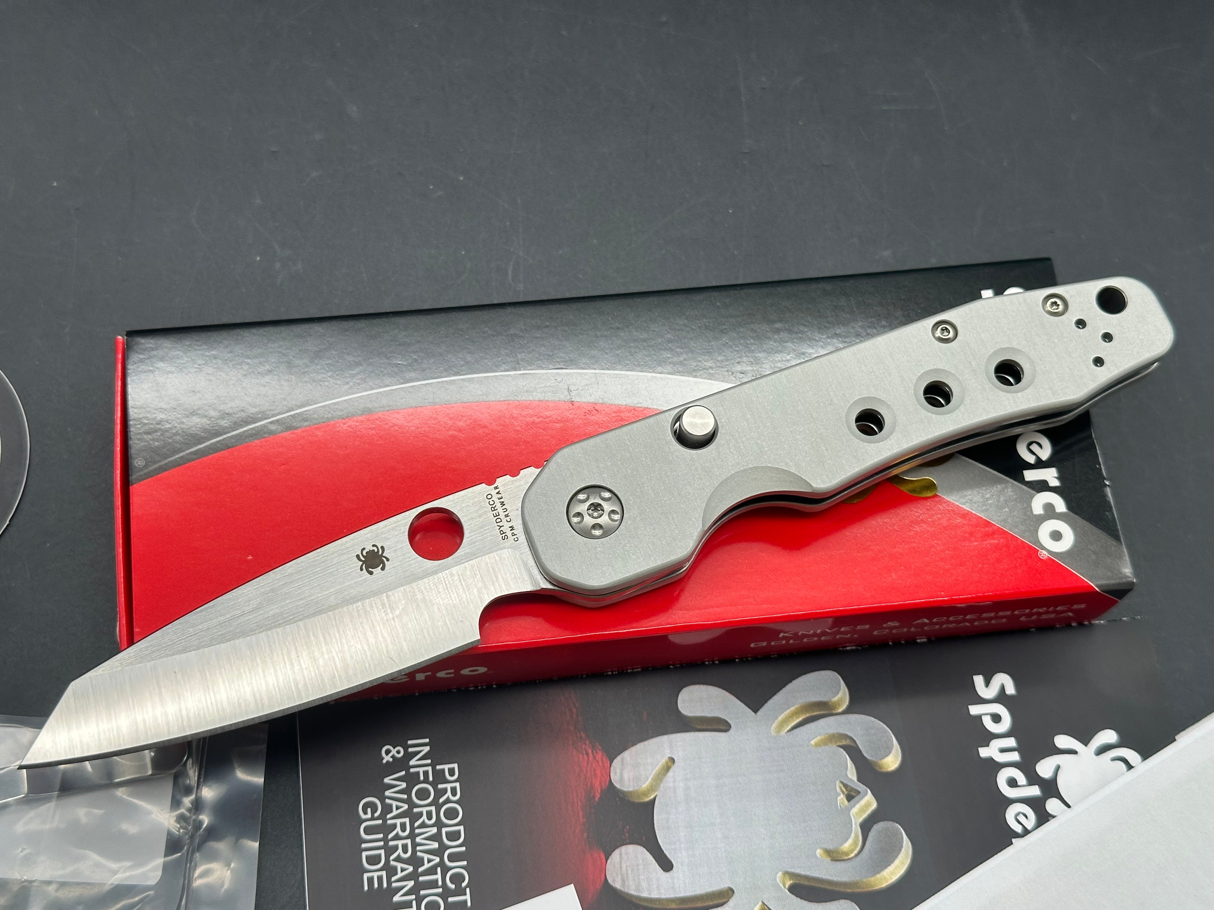 Spyderco Smock Special Edition 3.45 inch CPM CruWear Satin Blade with Blasted Anodized Aluminum Scales