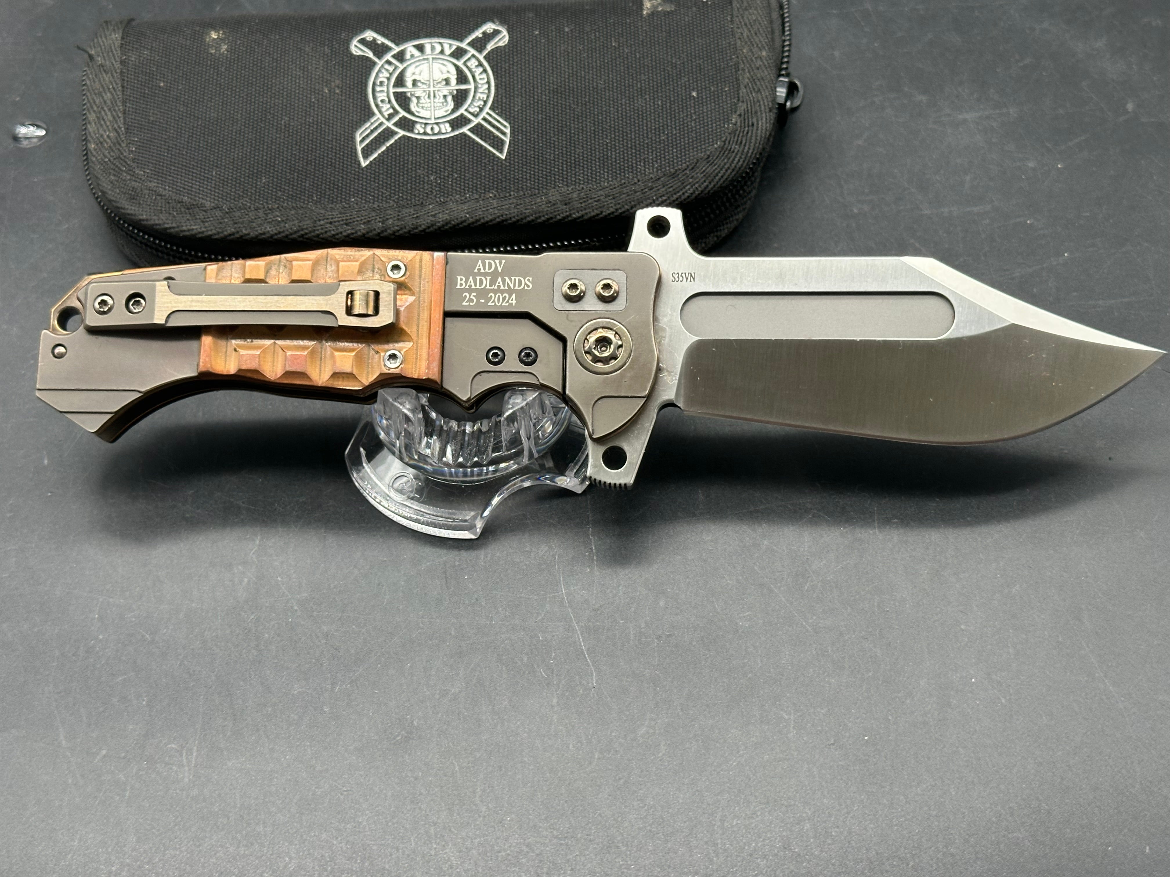 Andre De Villiers ADV Badlands Bowie copper inlay & back spacer - version 1 with deeper belly- one of one