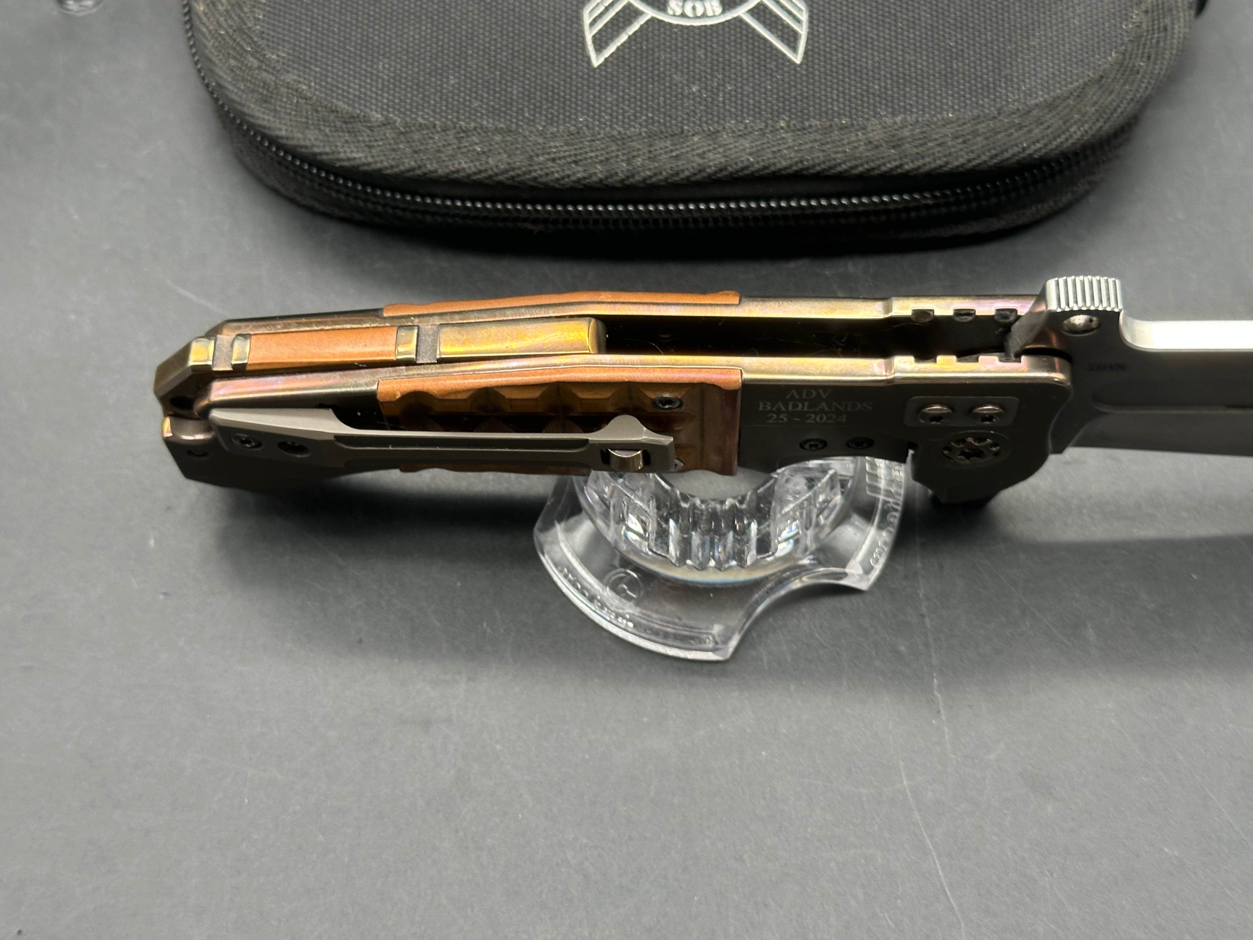 Andre De Villiers ADV Badlands Bowie copper inlay & back spacer - version 1 with deeper belly- one of one