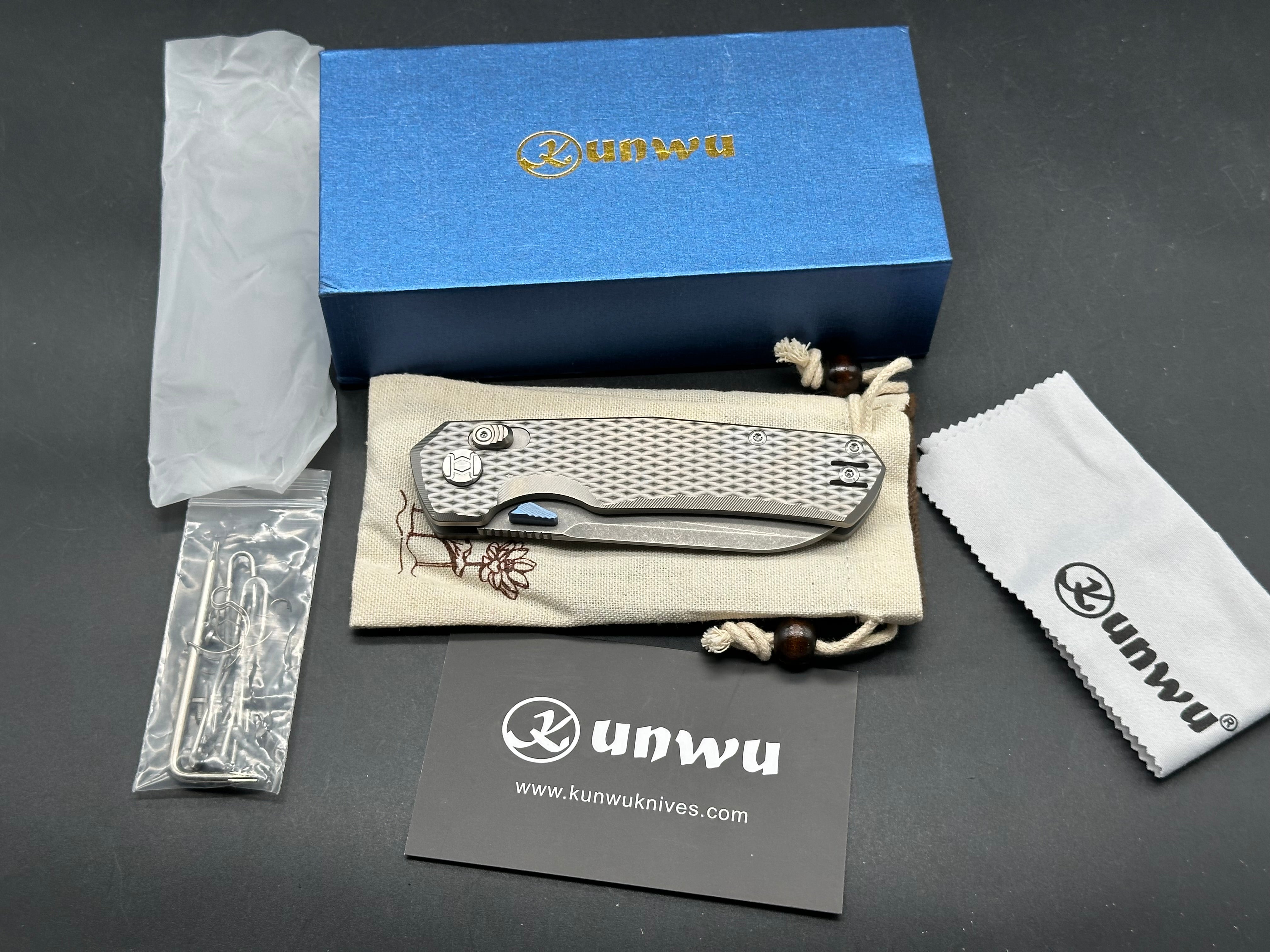 KUNWU CHAD FOLDING KNIFE TITANIUM HANDLE PM60 PLAIN