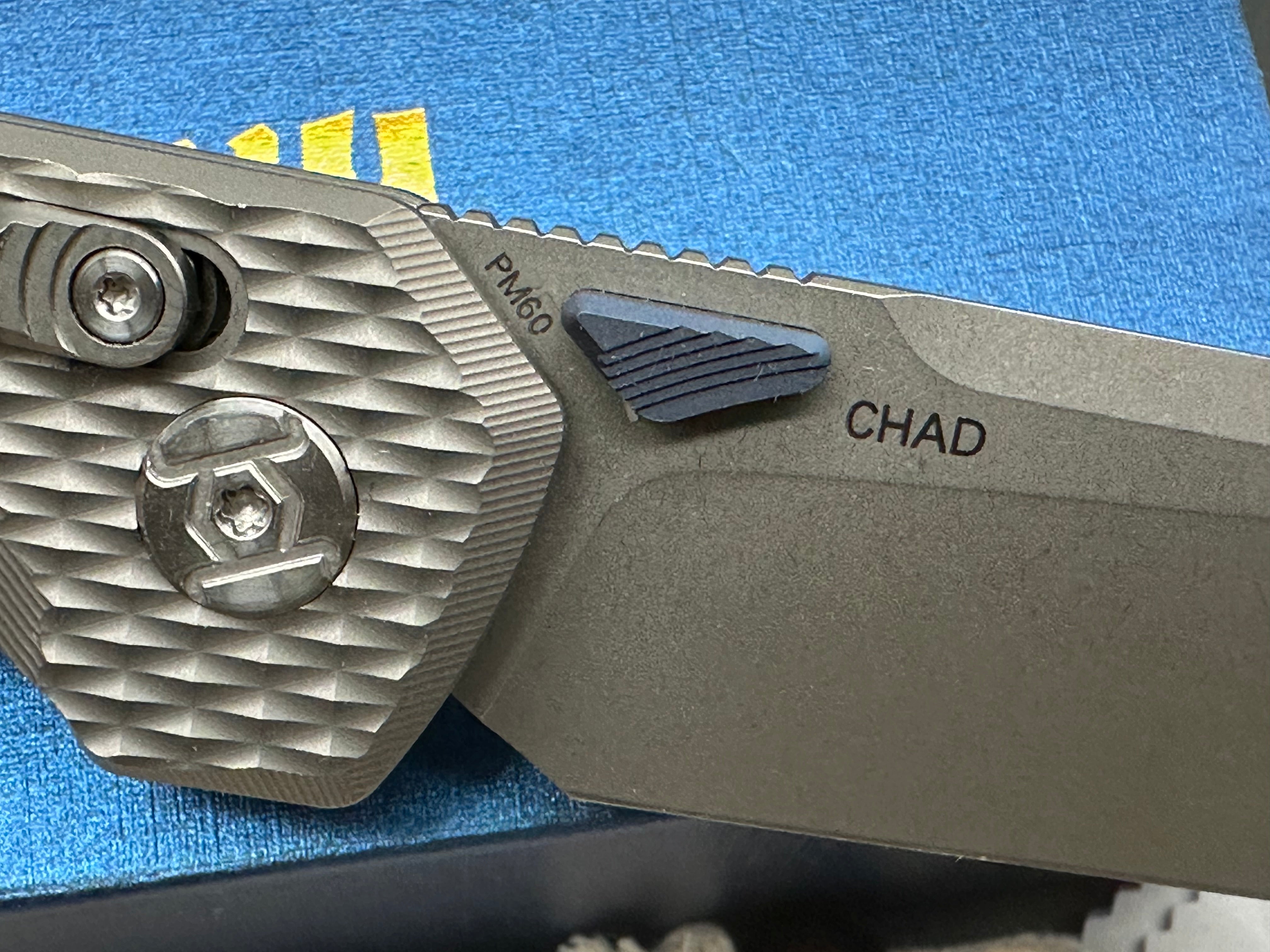 KUNWU CHAD FOLDING KNIFE TITANIUM HANDLE PM60 PLAIN