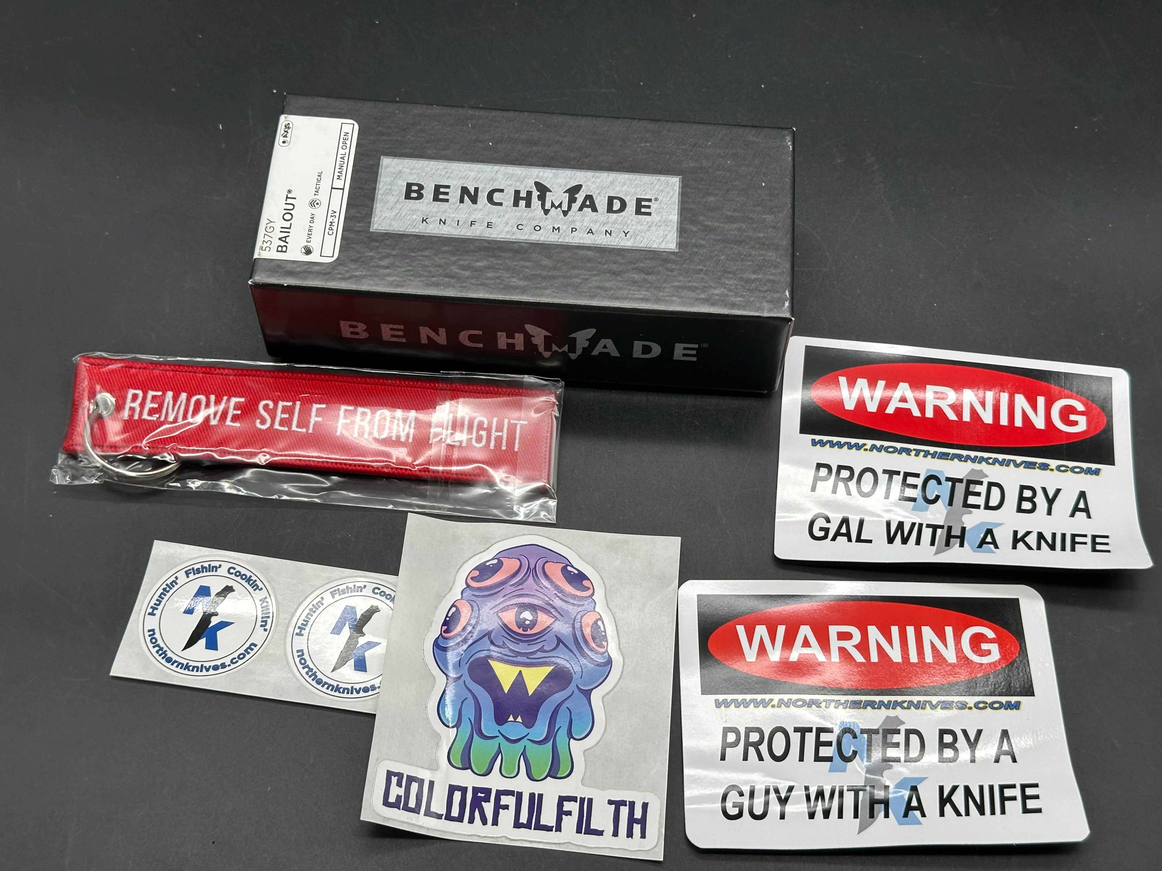 Benchmade ColorfulFilth Flame Out Bailout 3.38" RUD Black & Red Cerakote CPM-3V