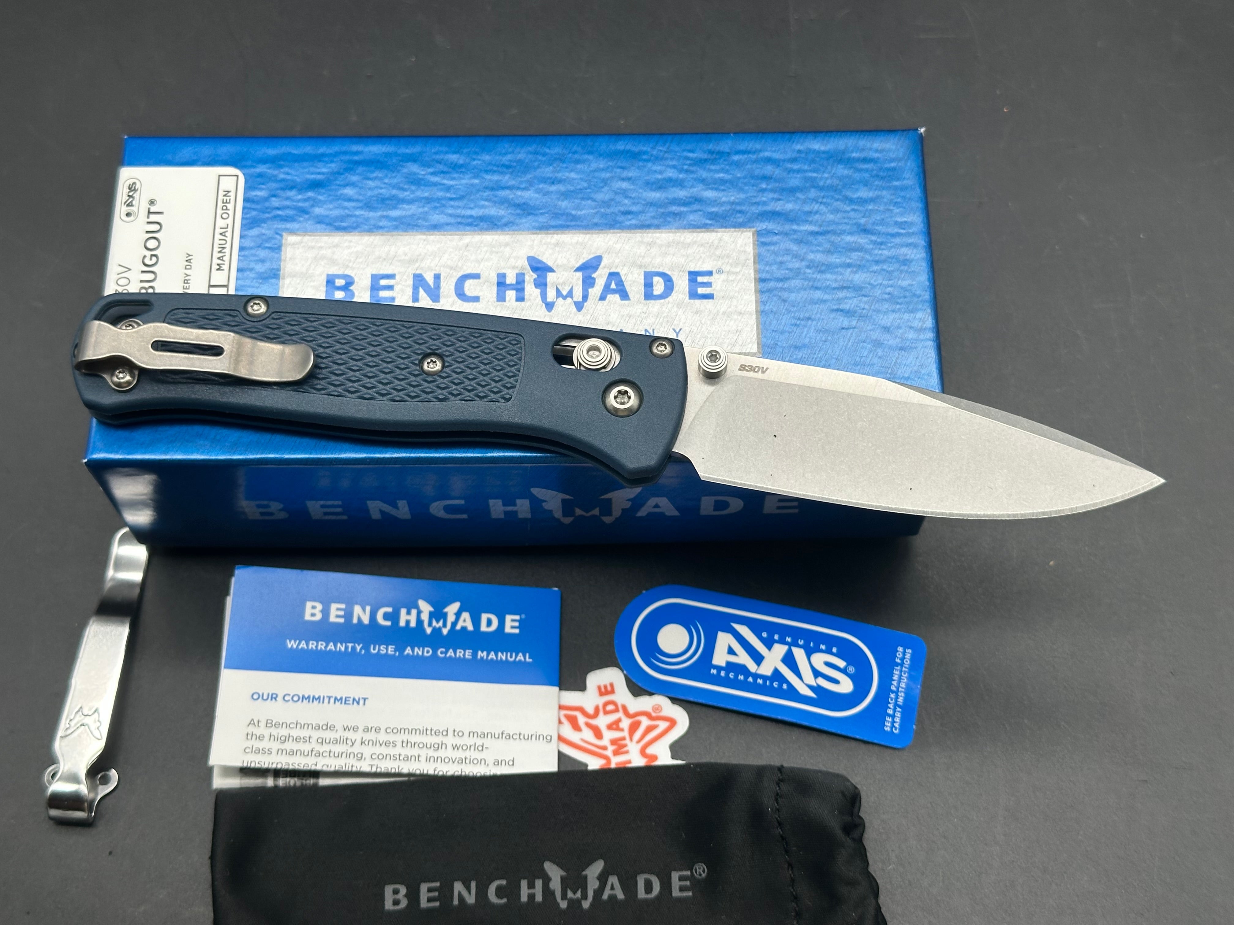 Benchmade Bugout-Custom 3.25" CPM S30V  Stonewash Blade with Crater Blue Grivory Scales