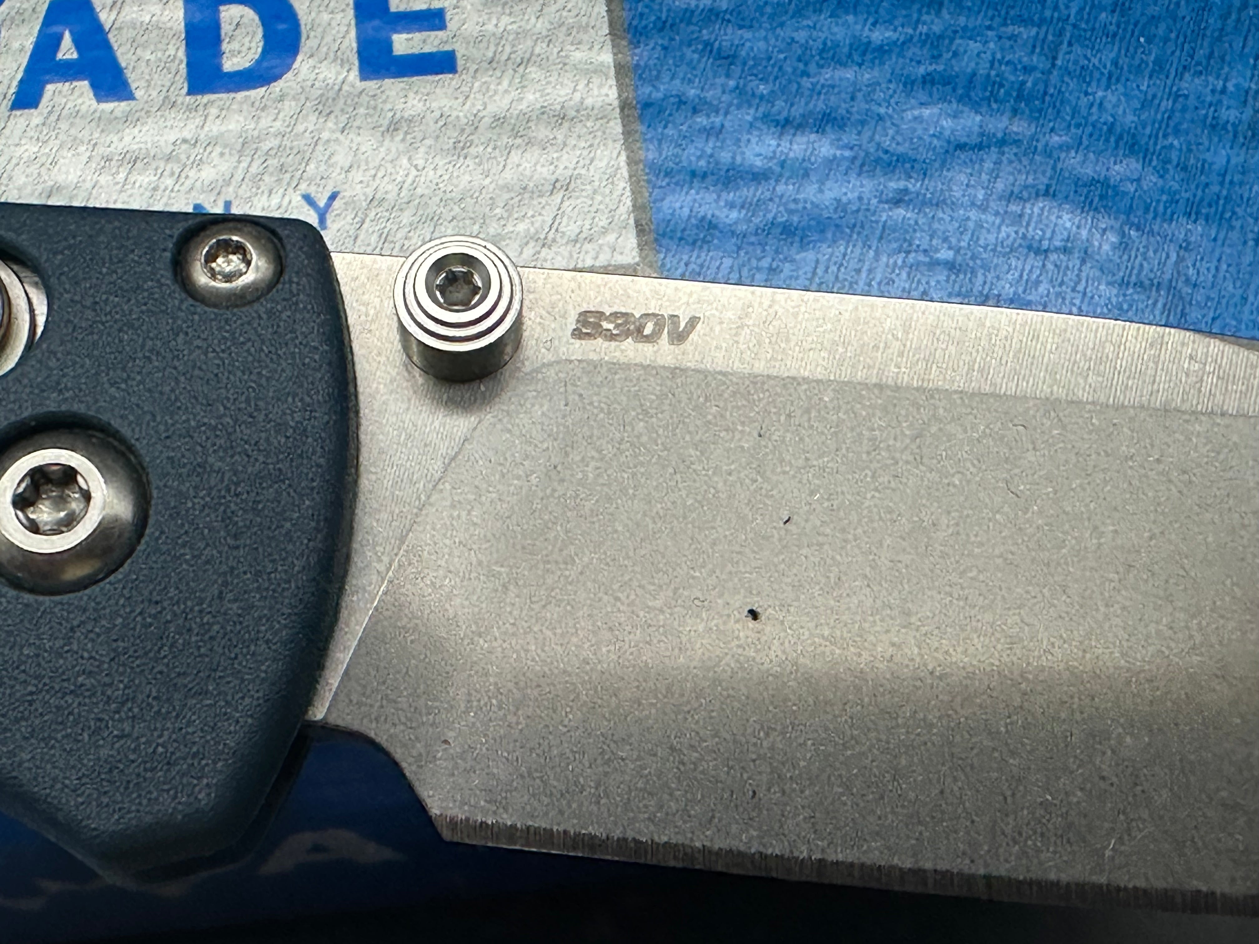 Benchmade Bugout-Custom 3.25" CPM S30V  Stonewash Blade with Crater Blue Grivory Scales