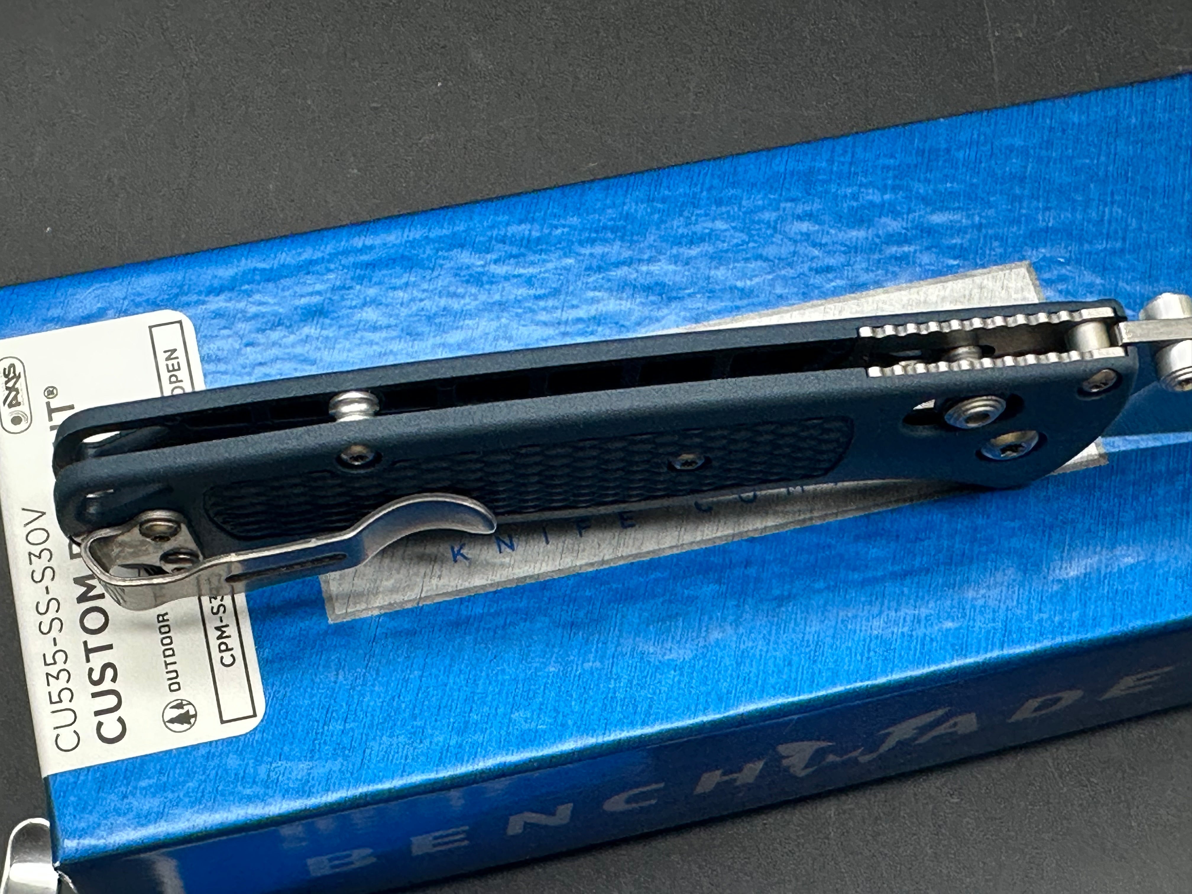 Benchmade Bugout-Custom 3.25" CPM S30V  Stonewash Blade with Crater Blue Grivory Scales