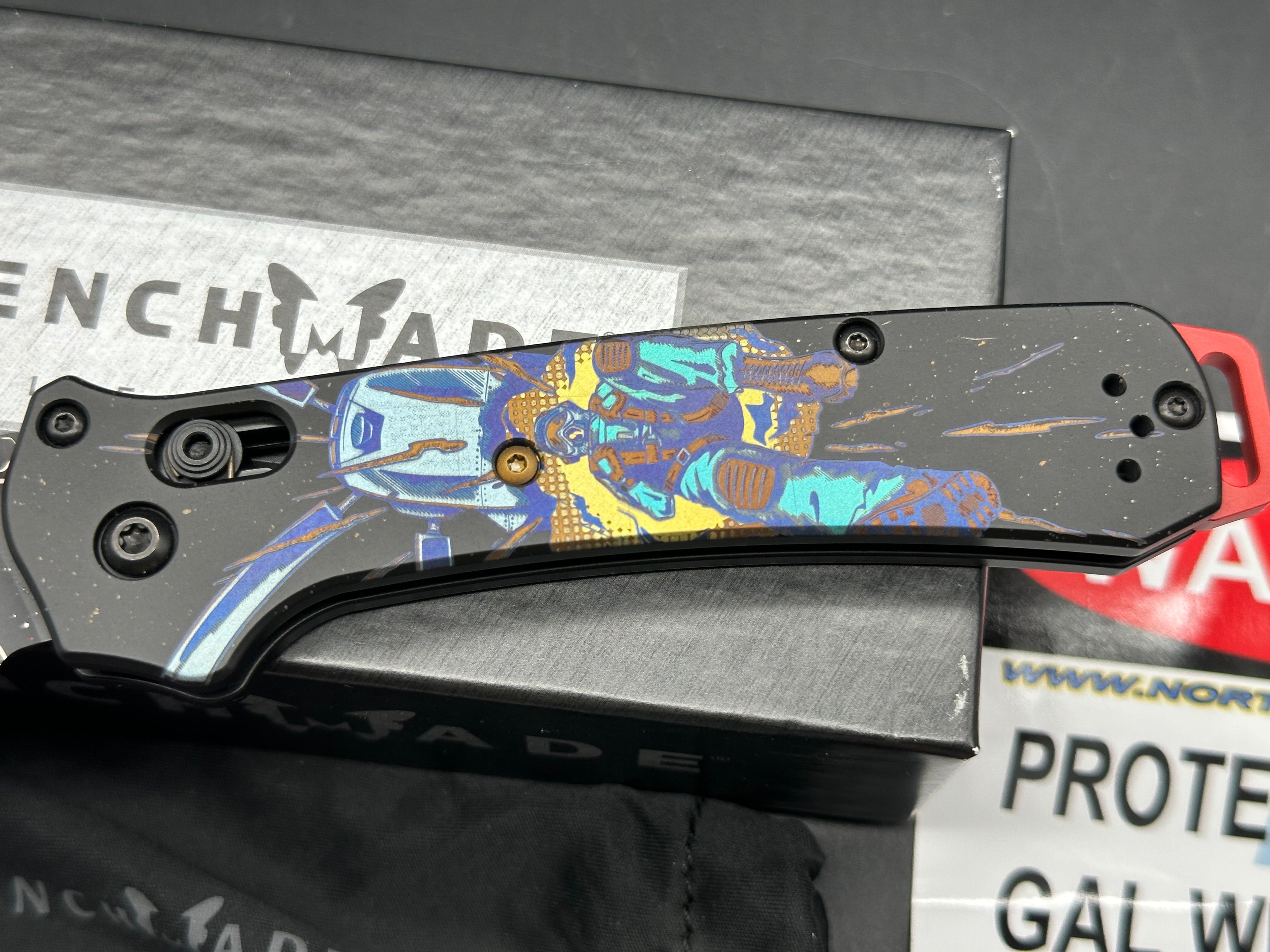 Benchmade ColorfulFilth Flame Out Bailout 3.38" RUD Black & Red Cerakote CPM-3V