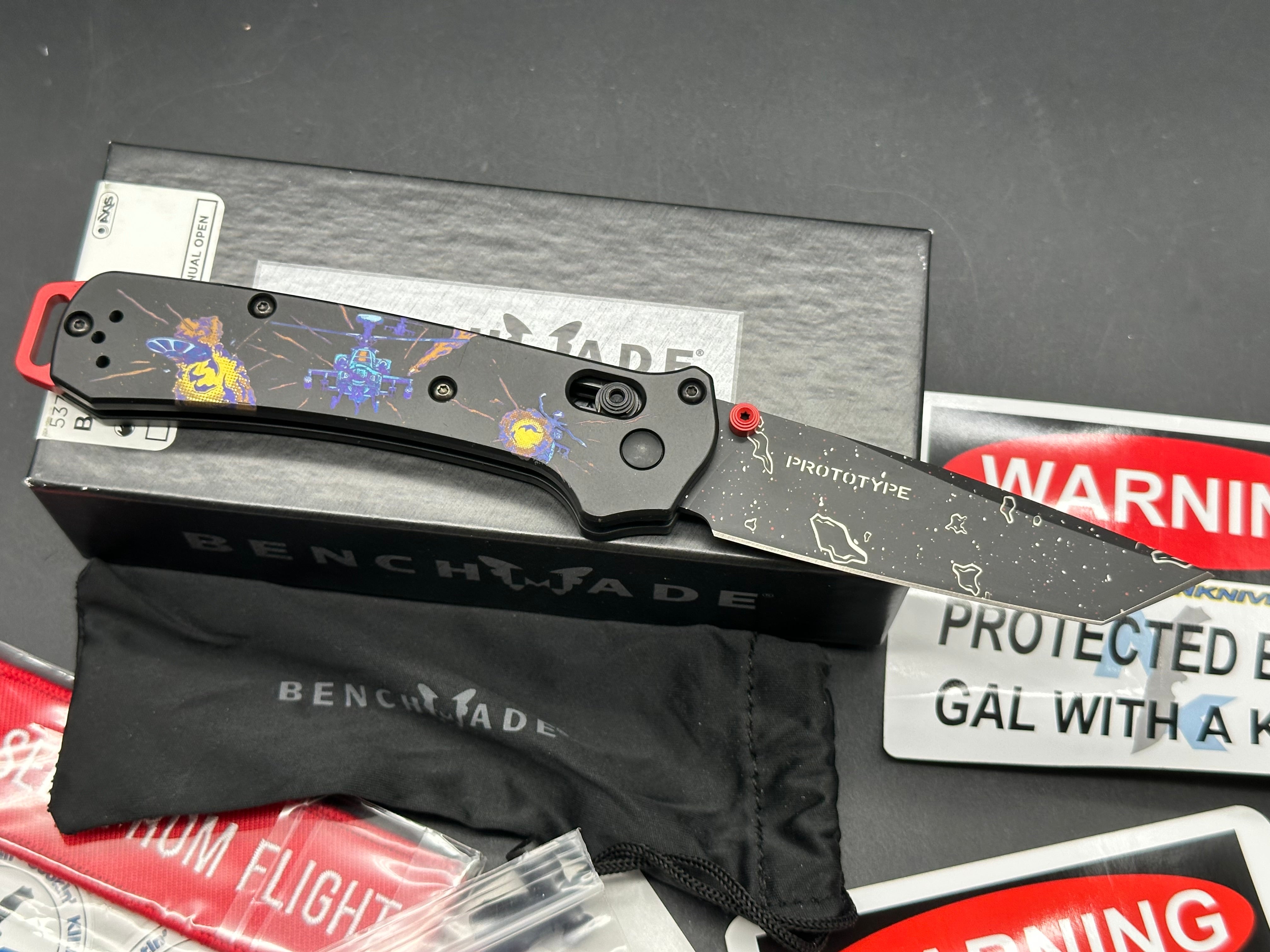 Benchmade ColorfulFilth Flame Out Bailout 3.38" RUD Black & Red Cerakote CPM-3V