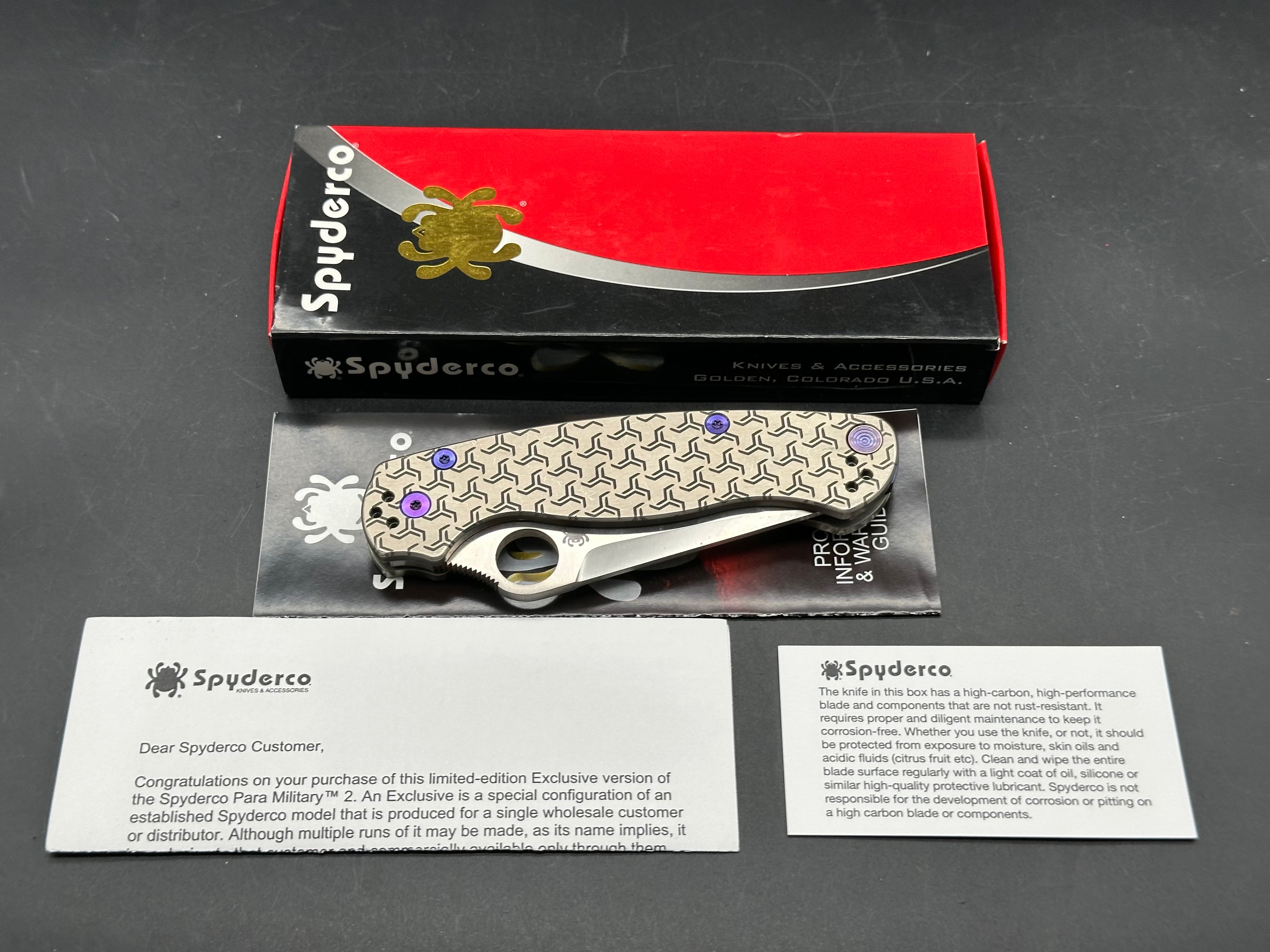 Spyderco PM2 Tanto M4 steel, titanium scales, timascus clip