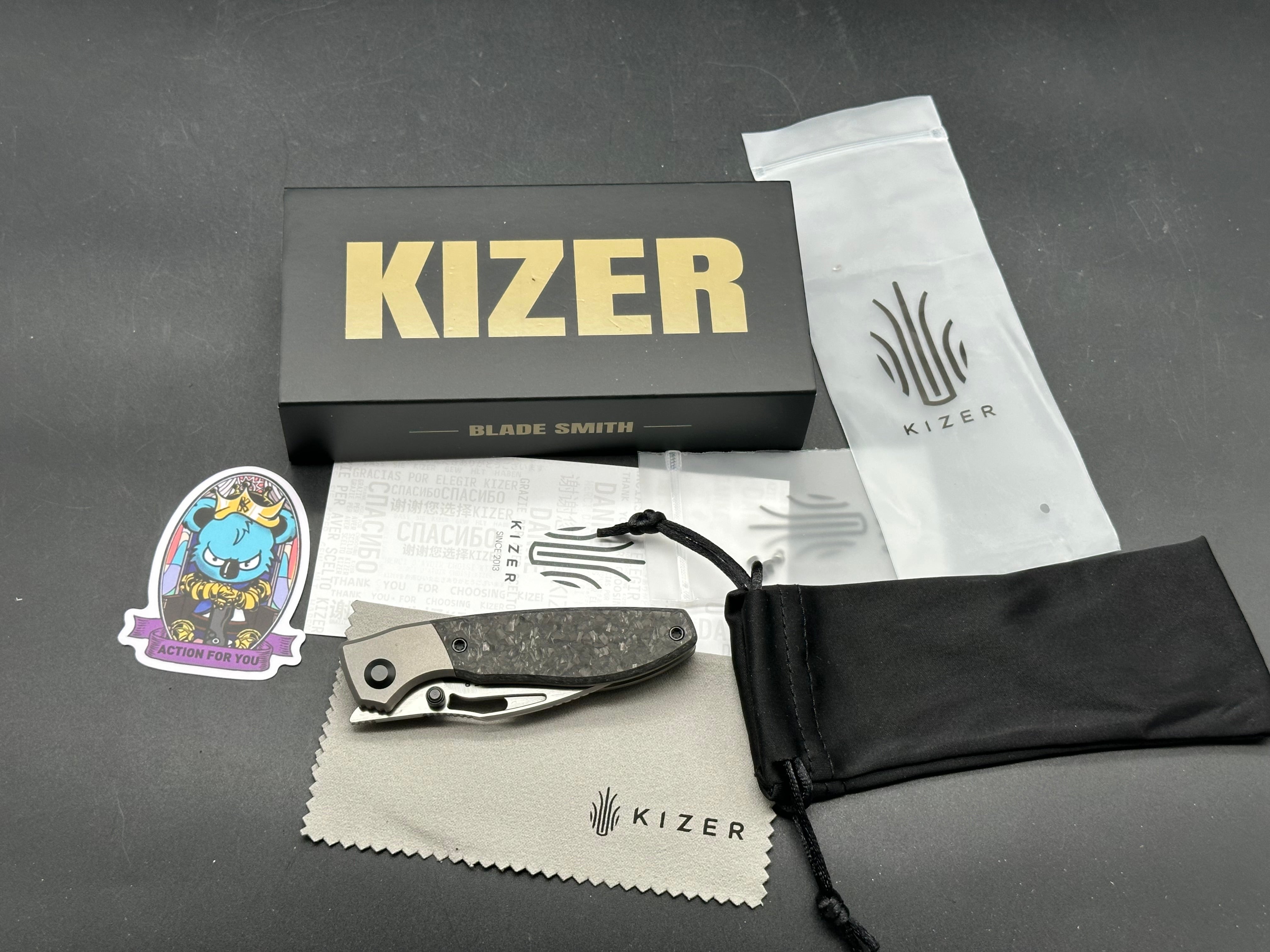 Kizer SHRIKE | S45VN | TITANIUM & CARBON FIBER | FRONT FLIPPER