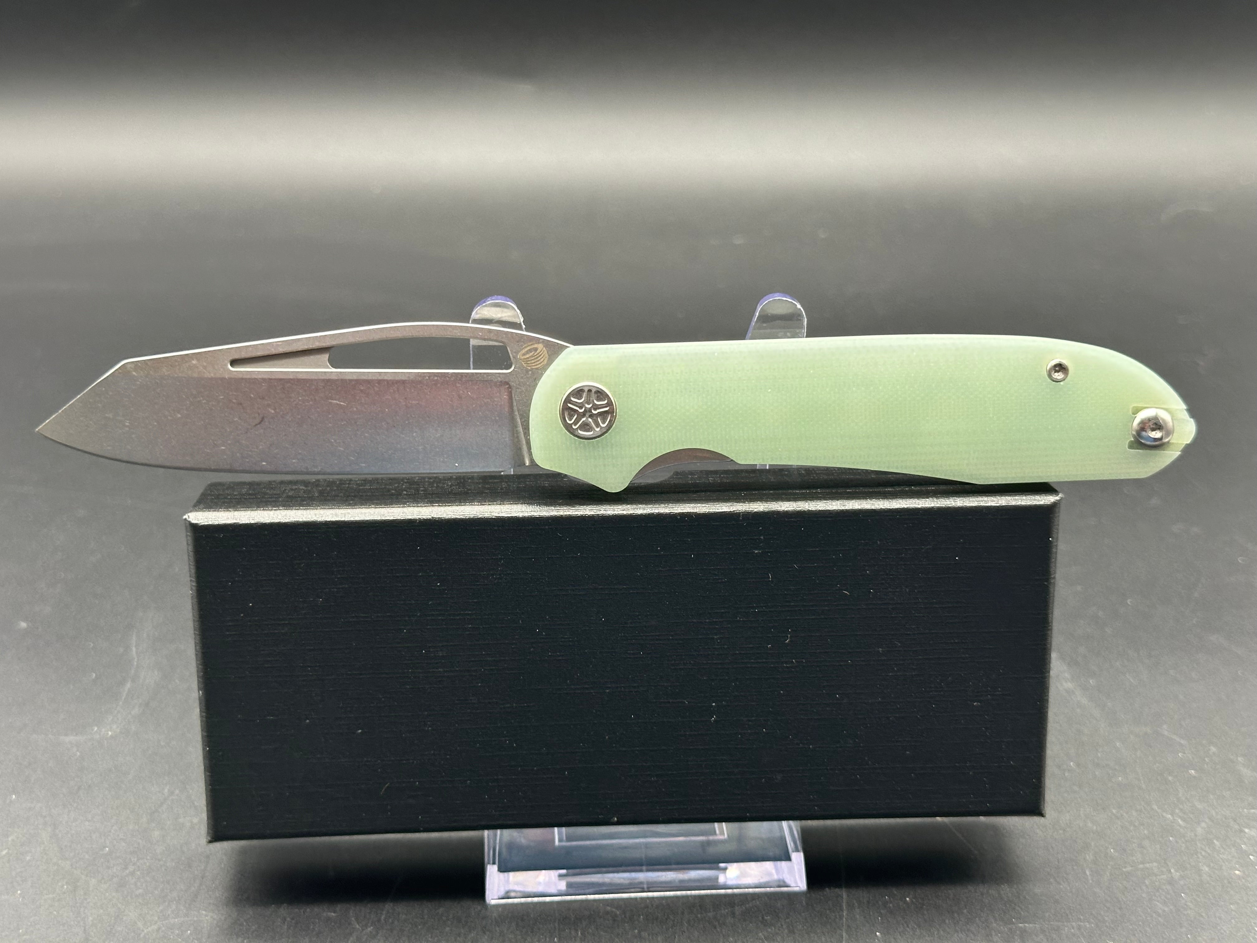 Tempest Pinion, 3.4" 14C28N Stonewash Blade with Natural G10 Handle