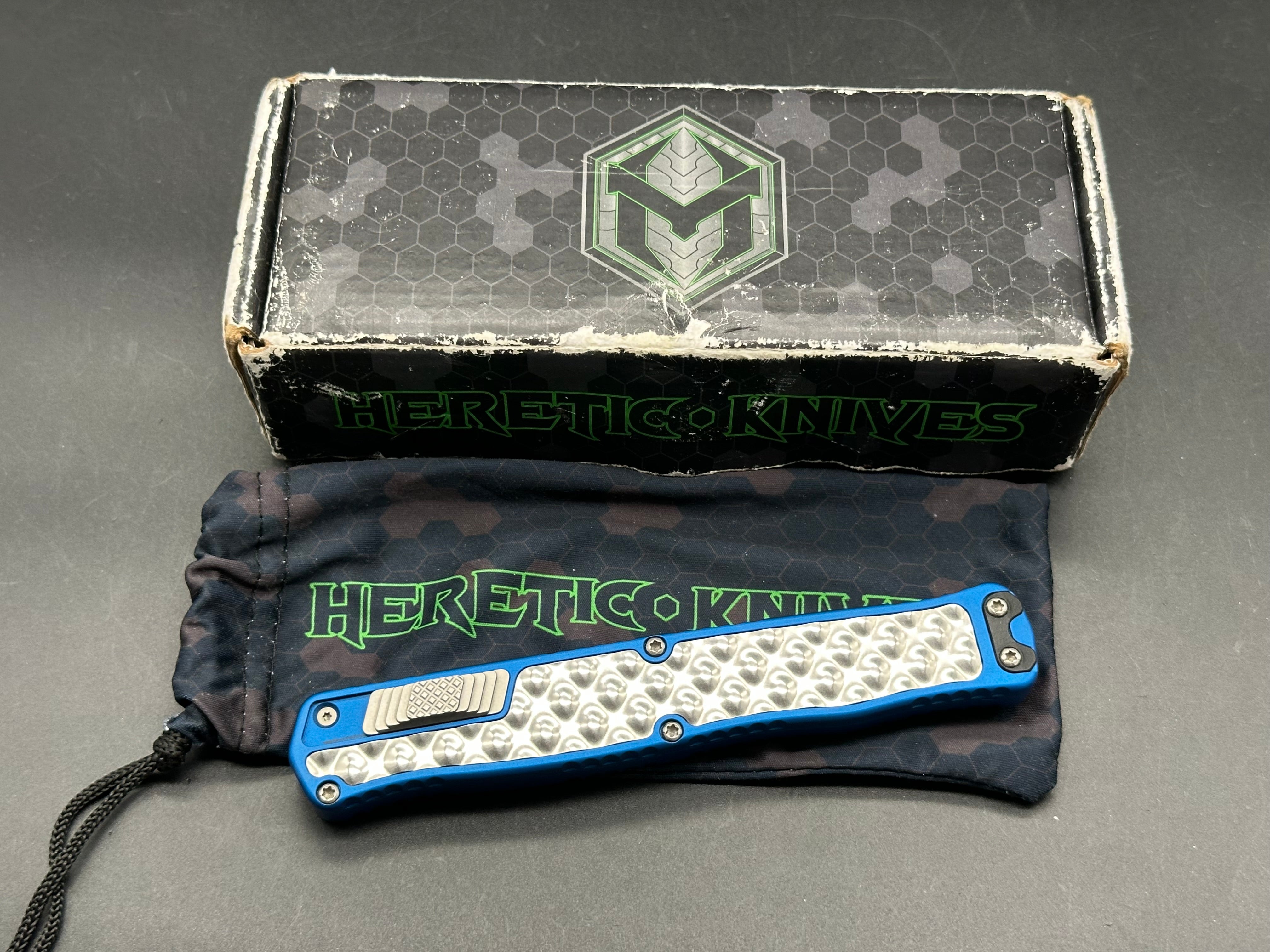 Heretic Cleric II D/E - Blue Aluminum - Stonewashed Stainless Inlay - Stonewashed MagnaCut