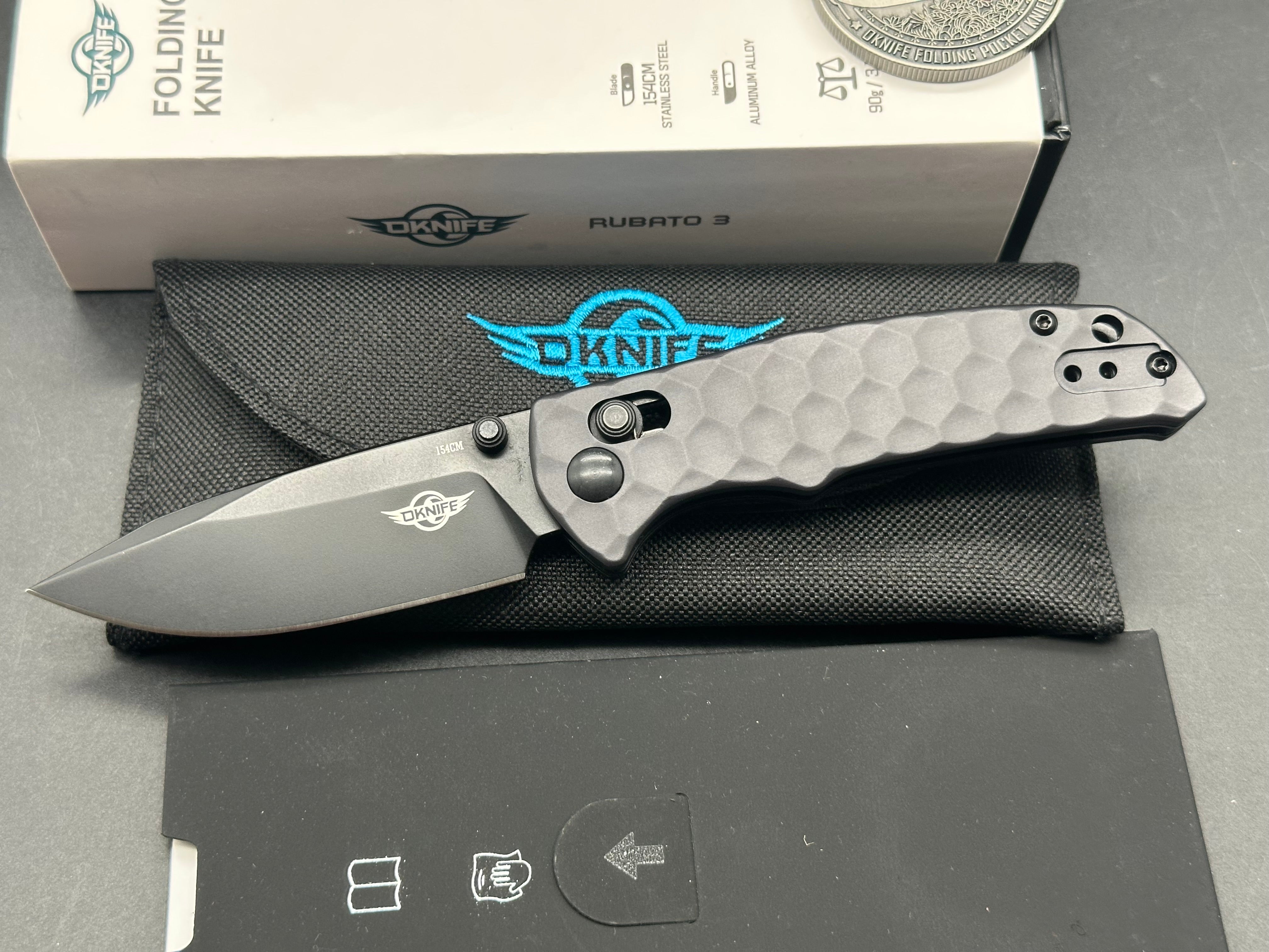 Oknife Rubato 3 black G10 154CM blade