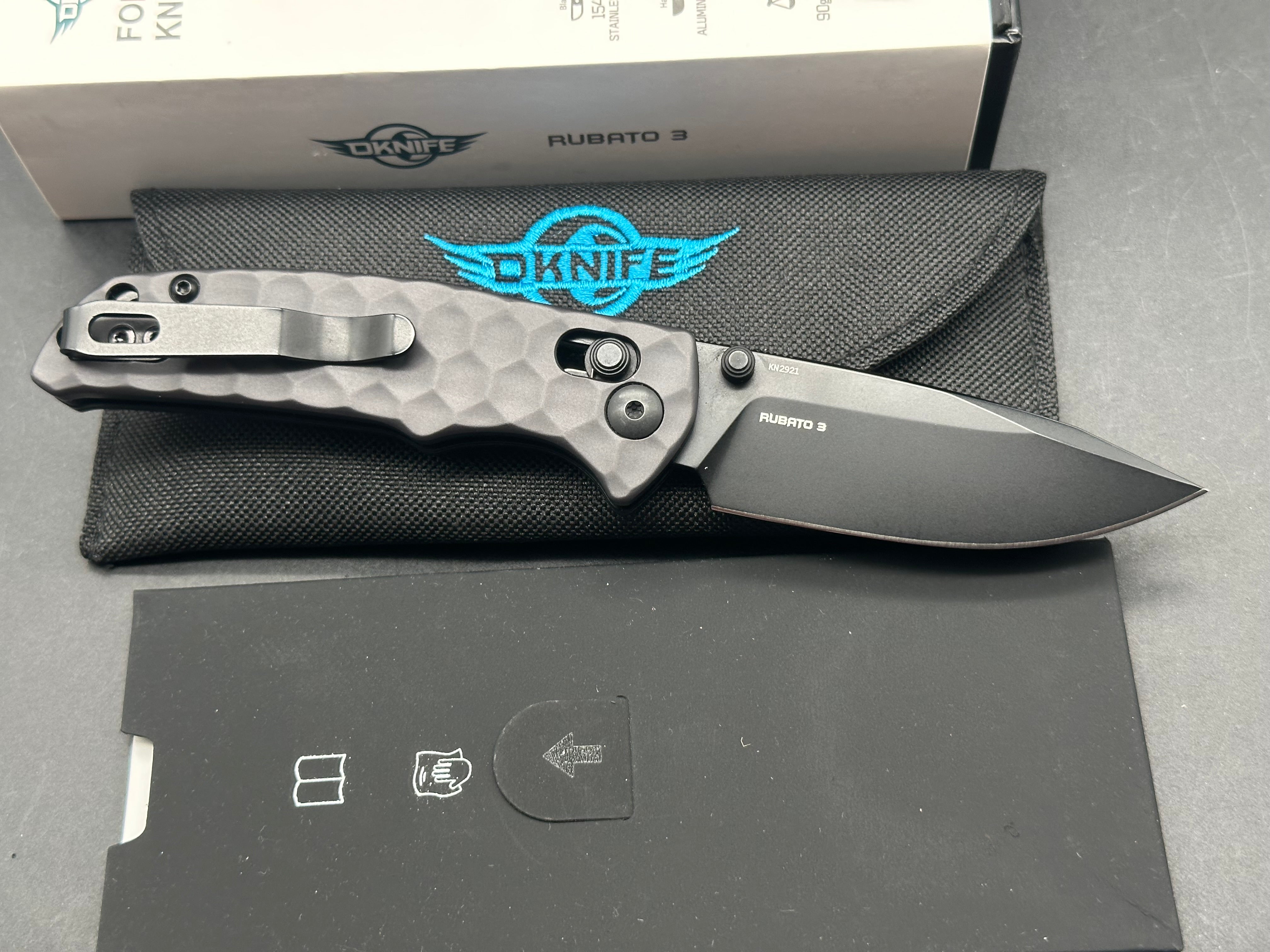 Oknife Rubato 3 black G10 154CM blade