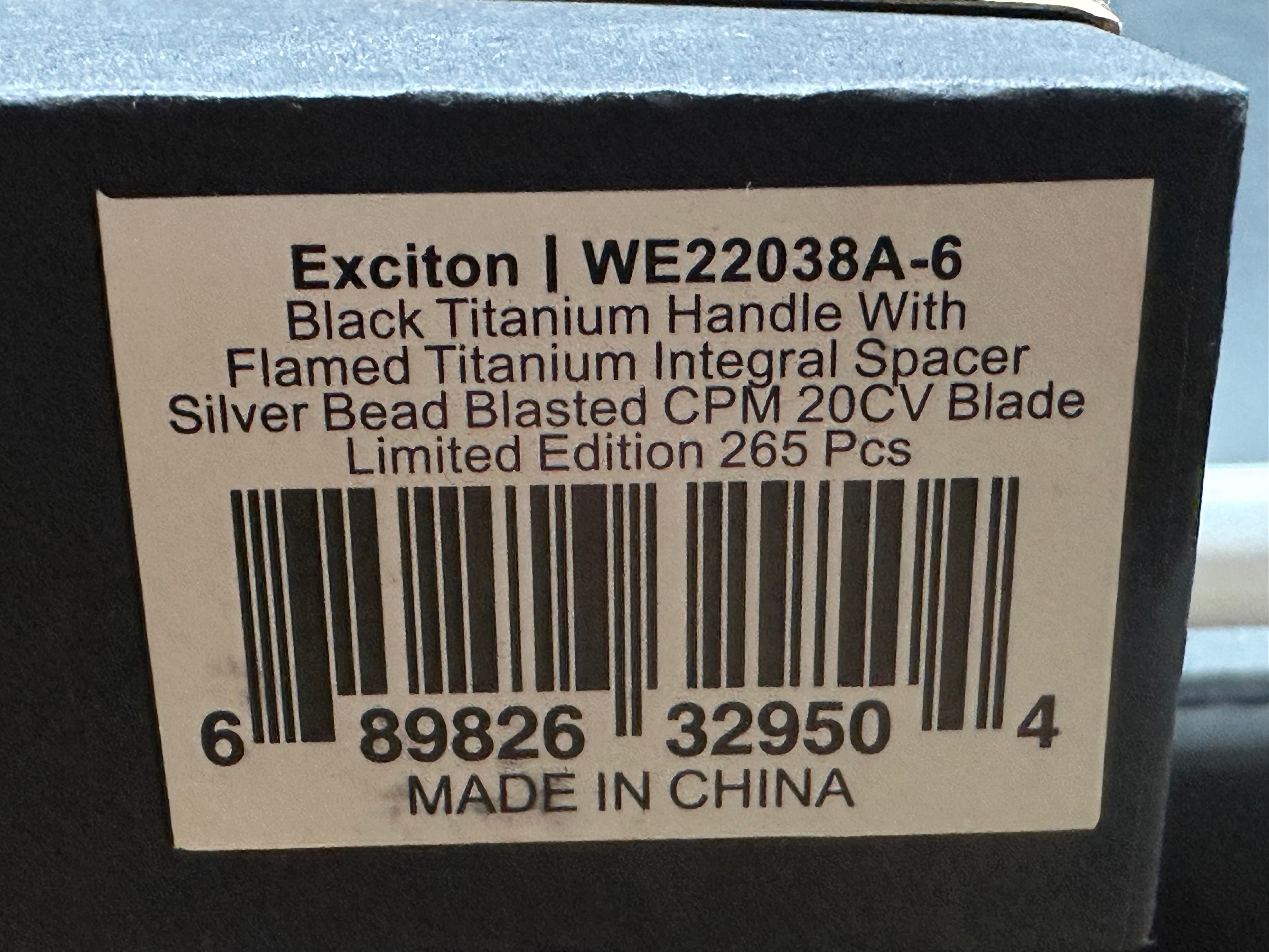 WE Knife Co. Exciton #130/265 Limited Edition Knife Black Gold Titanium (3.7" BB)
