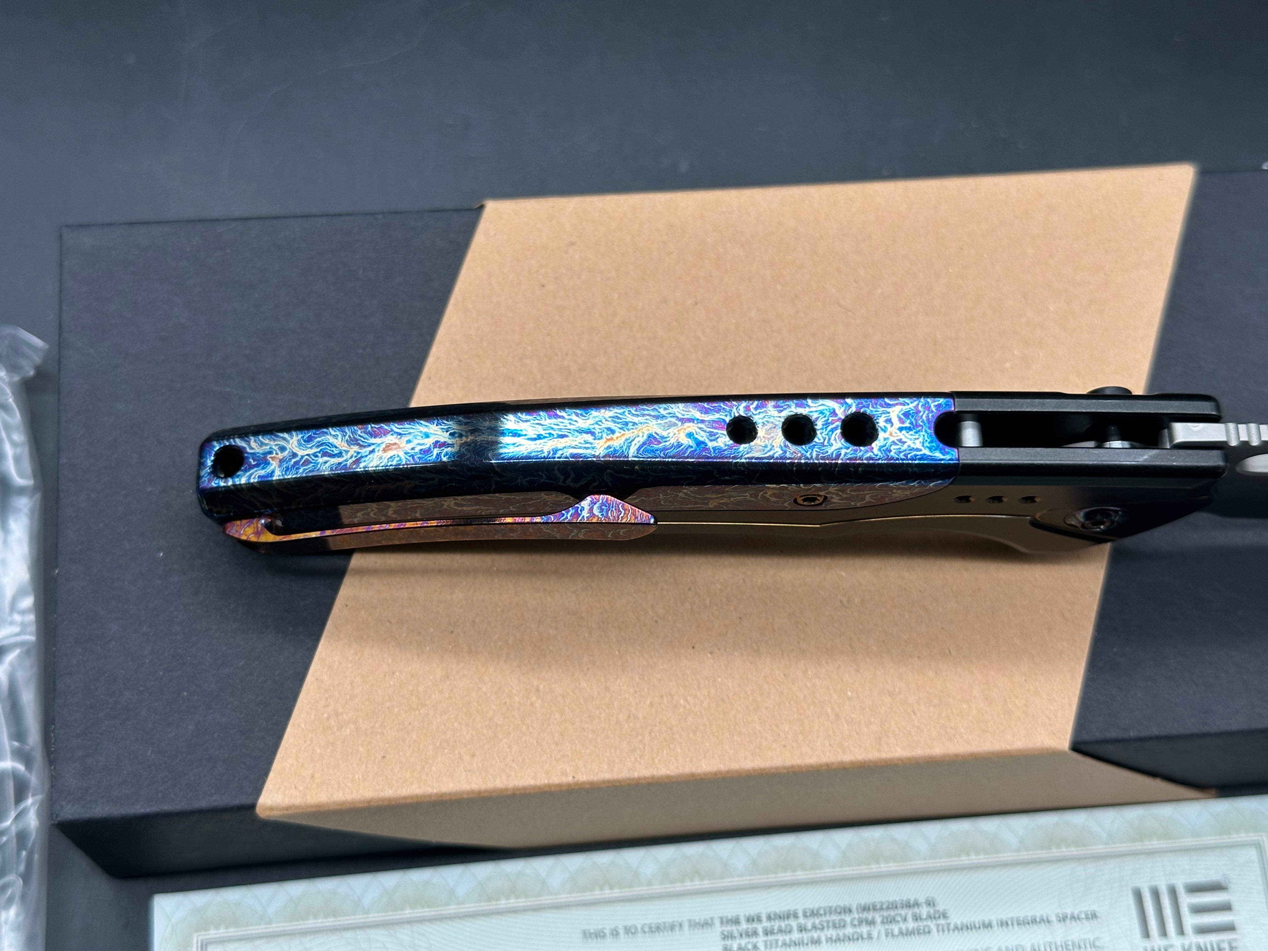 WE Knife Co. Exciton #130/265 Limited Edition Knife Black Gold Titanium (3.7" BB)