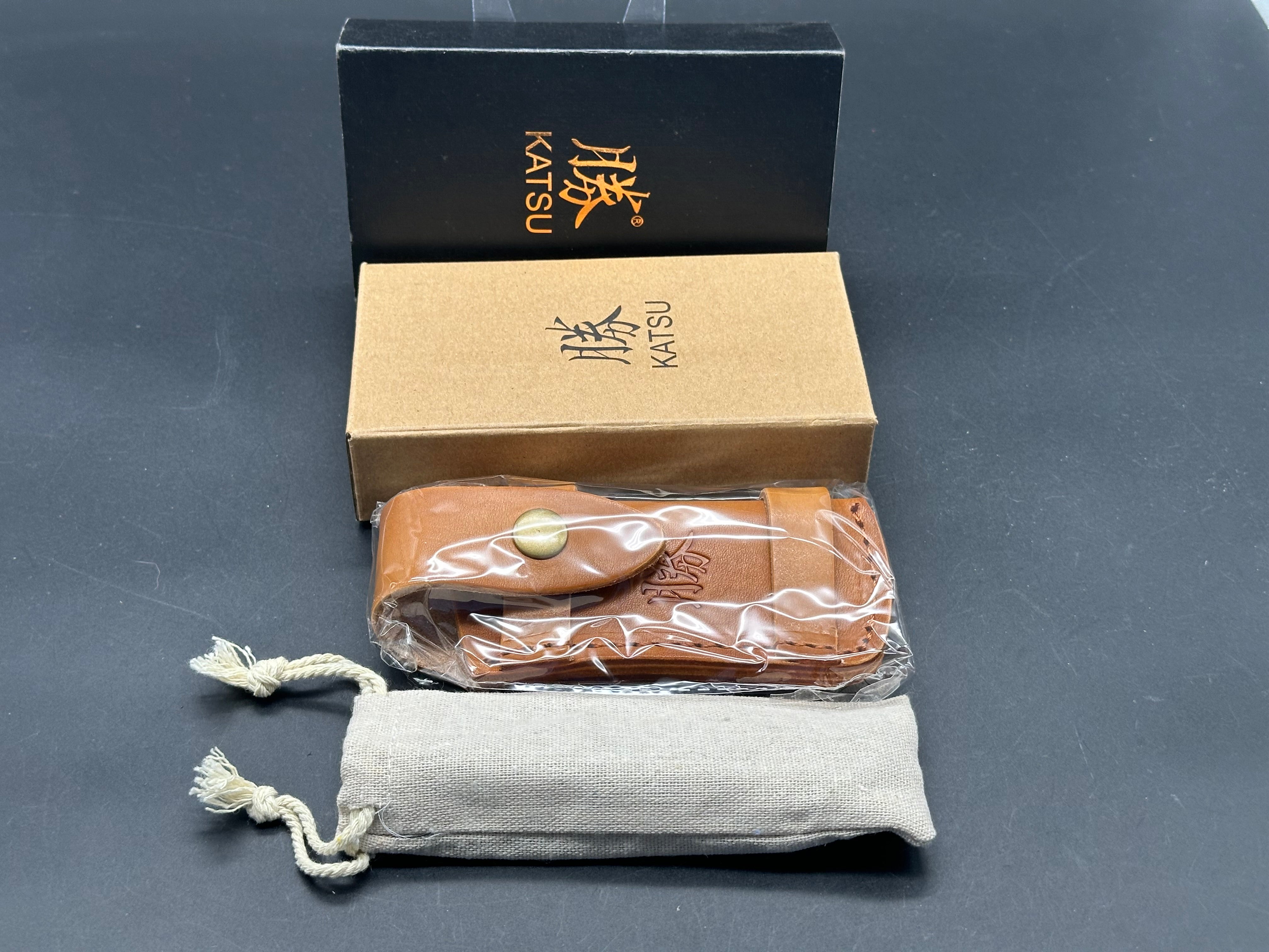 KATSU CK01, Carbon Fiber Handle & 154CM Steel Blade, Leather Sheath