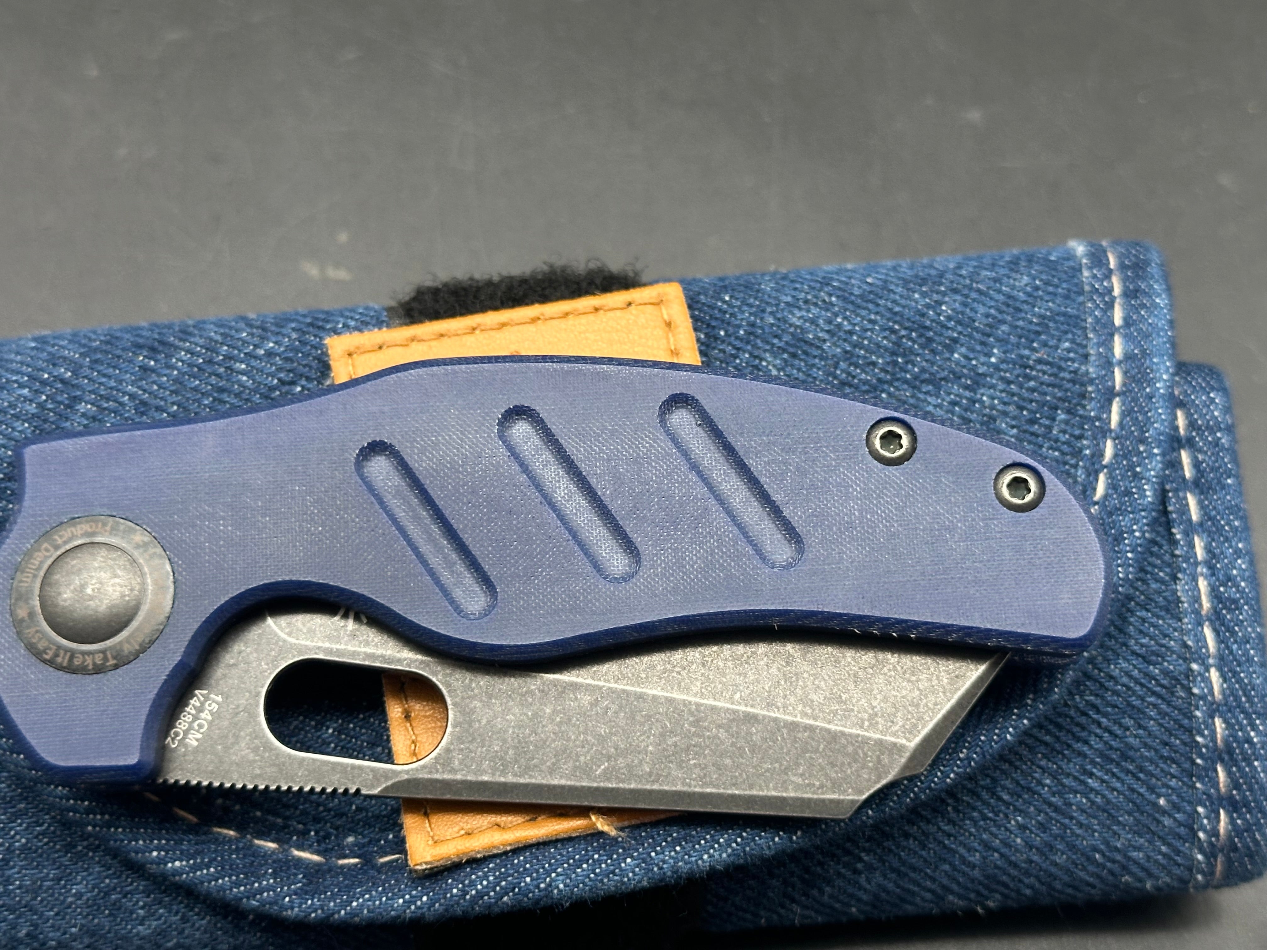 Kizer sheepdog blue micarta