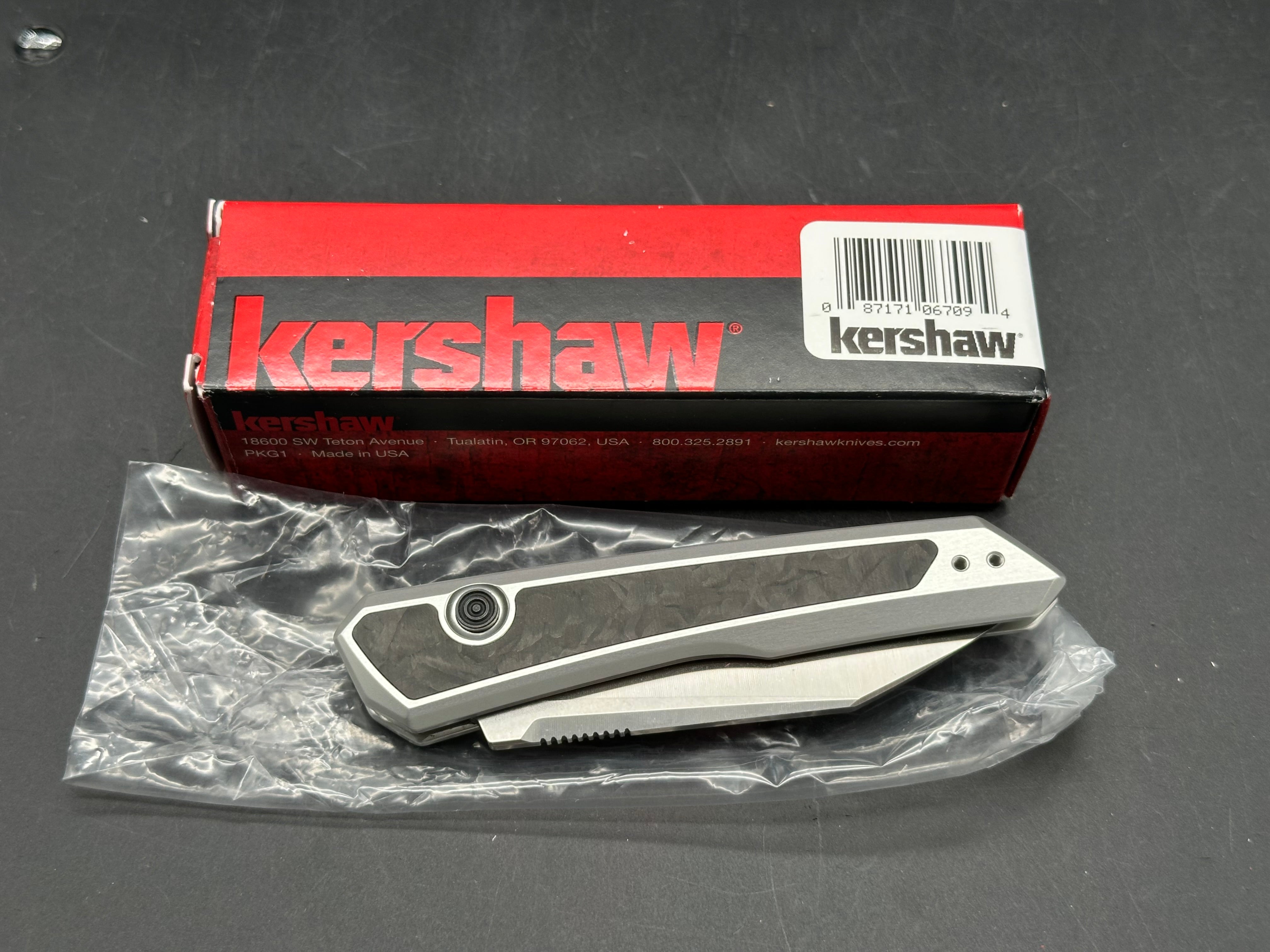 Kershaw Launch 20 MagnaCut Automatic Knife Raw Aluminum + CF (3" Satin)