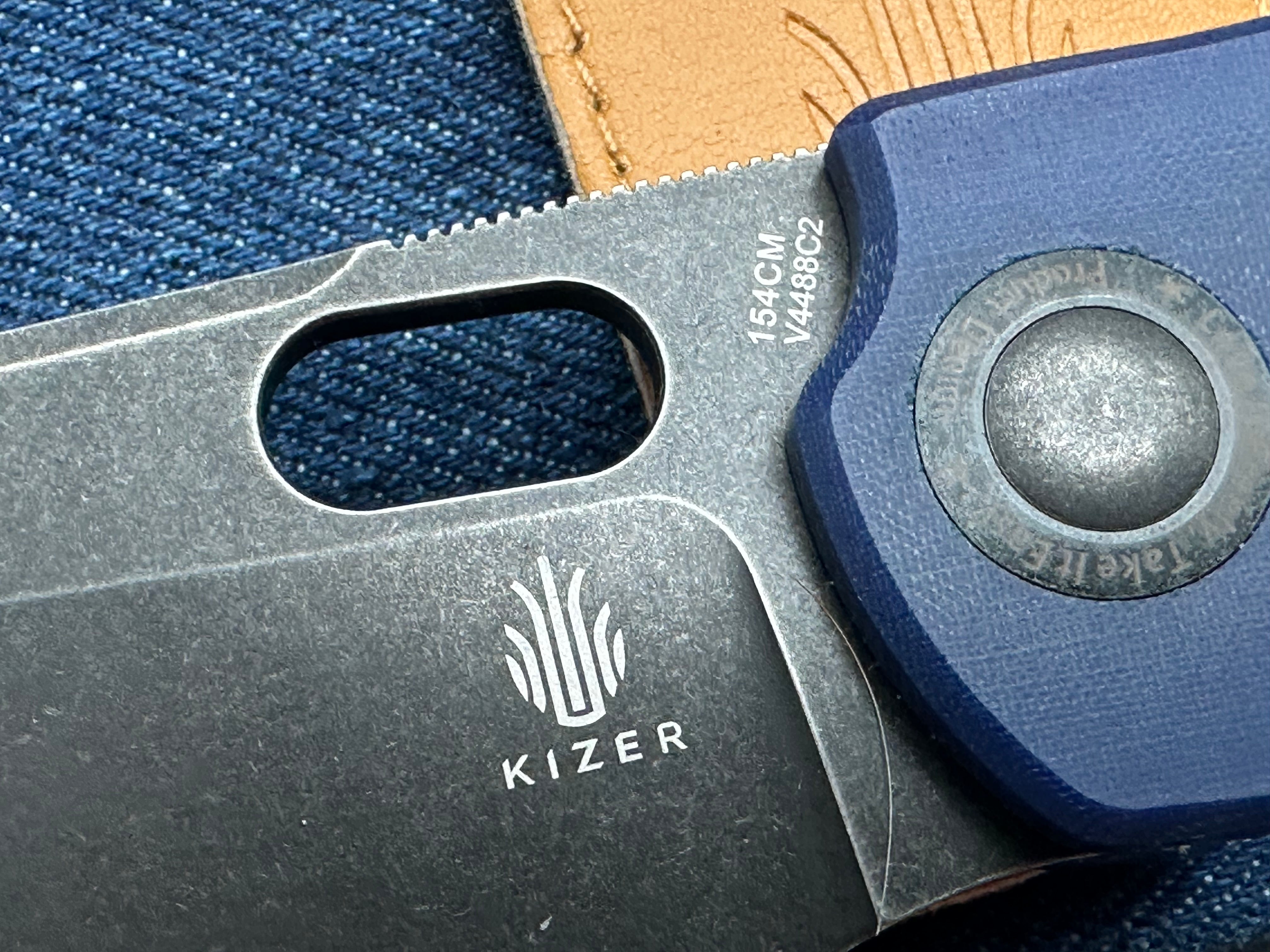 Kizer sheepdog blue micarta