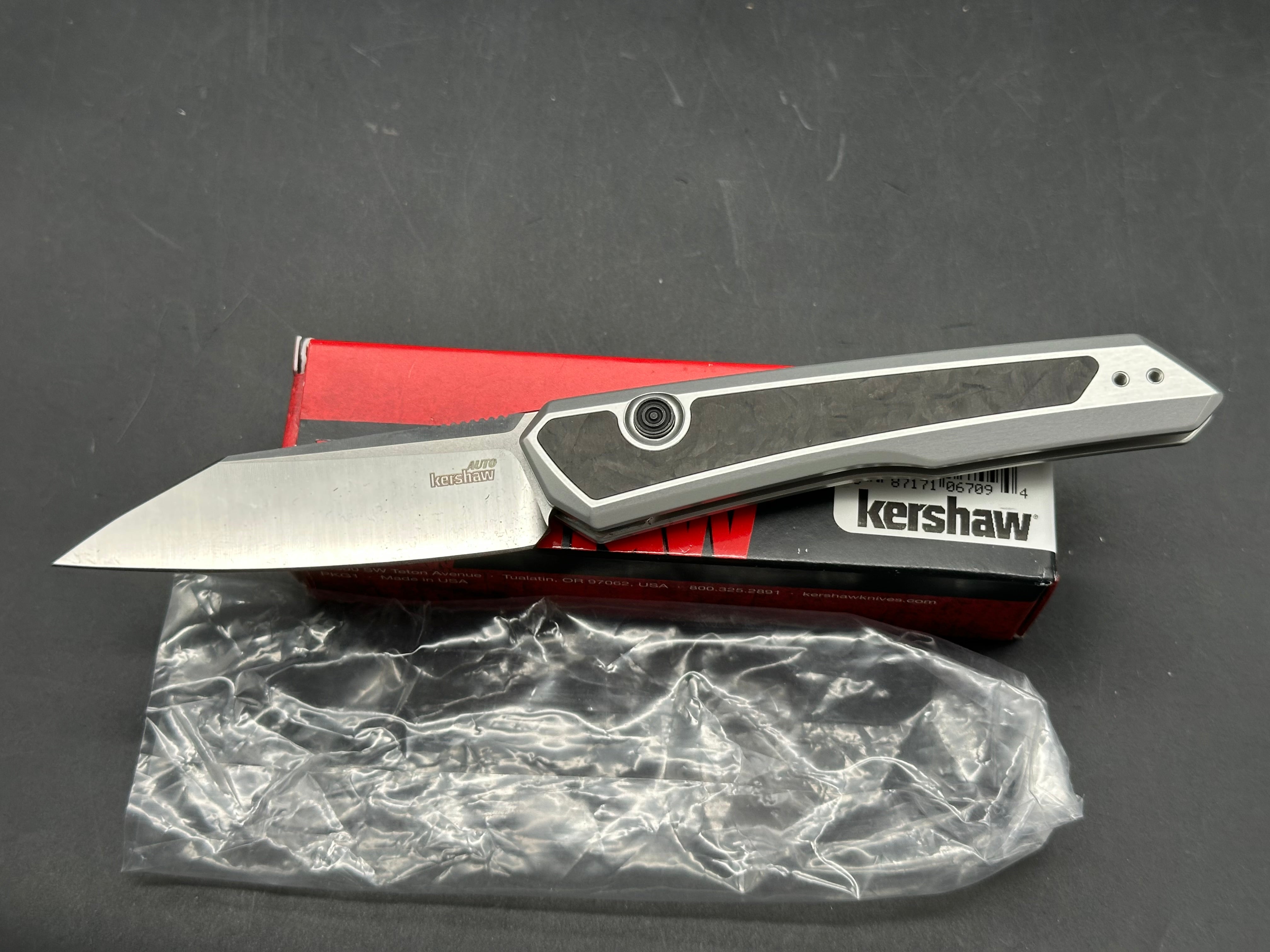 Kershaw Launch 20 MagnaCut Automatic Knife Raw Aluminum + CF (3" Satin)