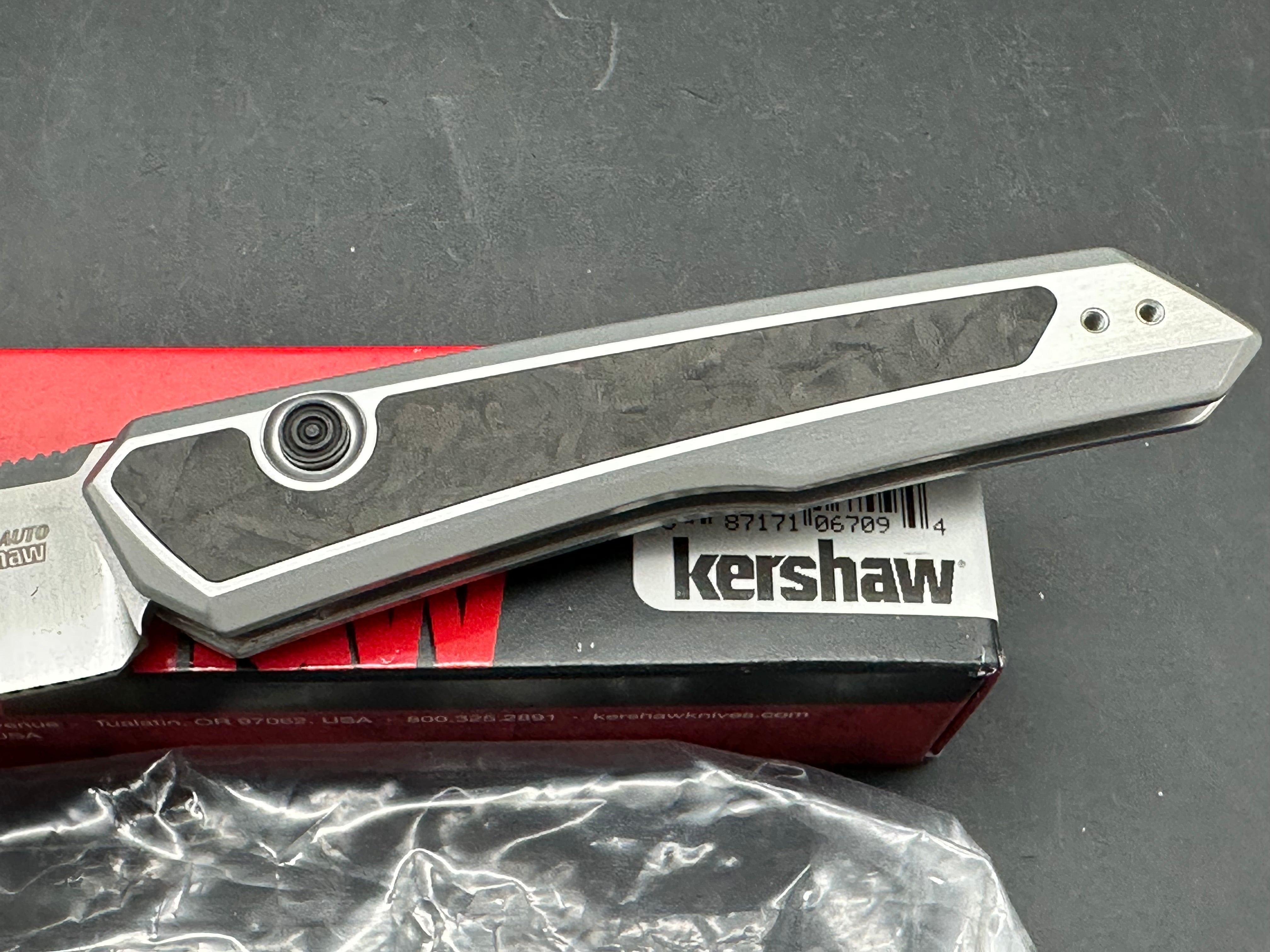 Kershaw Launch 20 MagnaCut Automatic Knife Raw Aluminum + CF (3" Satin)