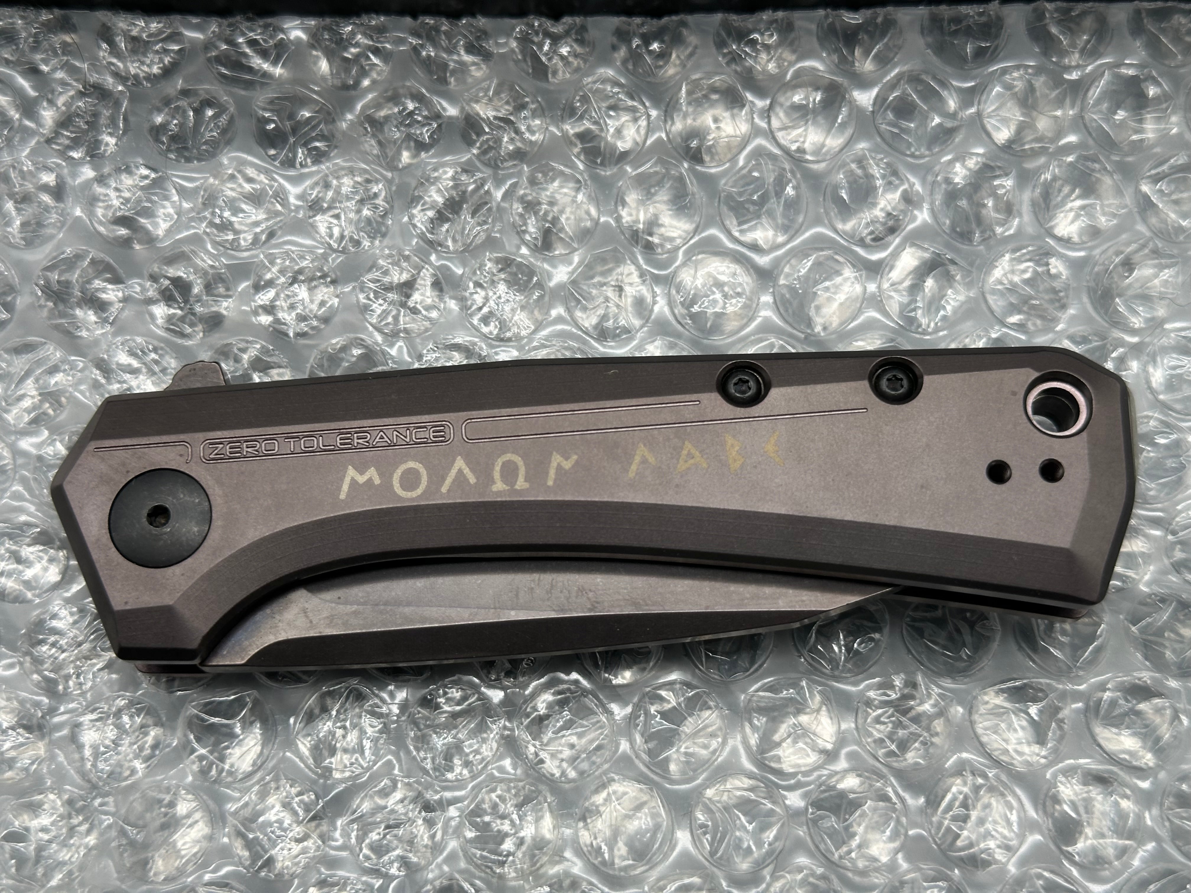 Zero Tolerance ZT 0808 SPRINT RUN MOLON LABE BRONZE TITANIUM HANDLE 3.25" BLADE S35VN