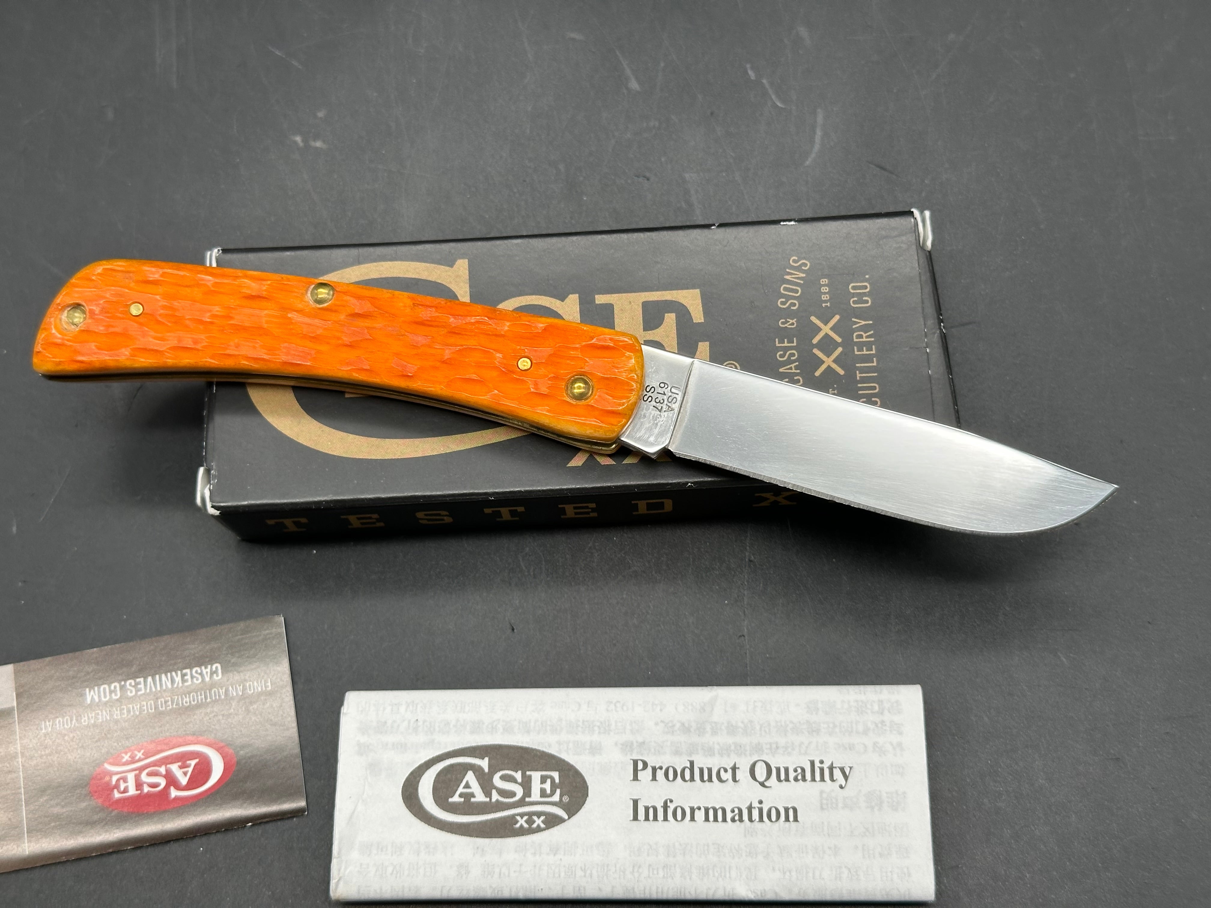 Case Sodbuster Jr persimmon orange bone stainless steel