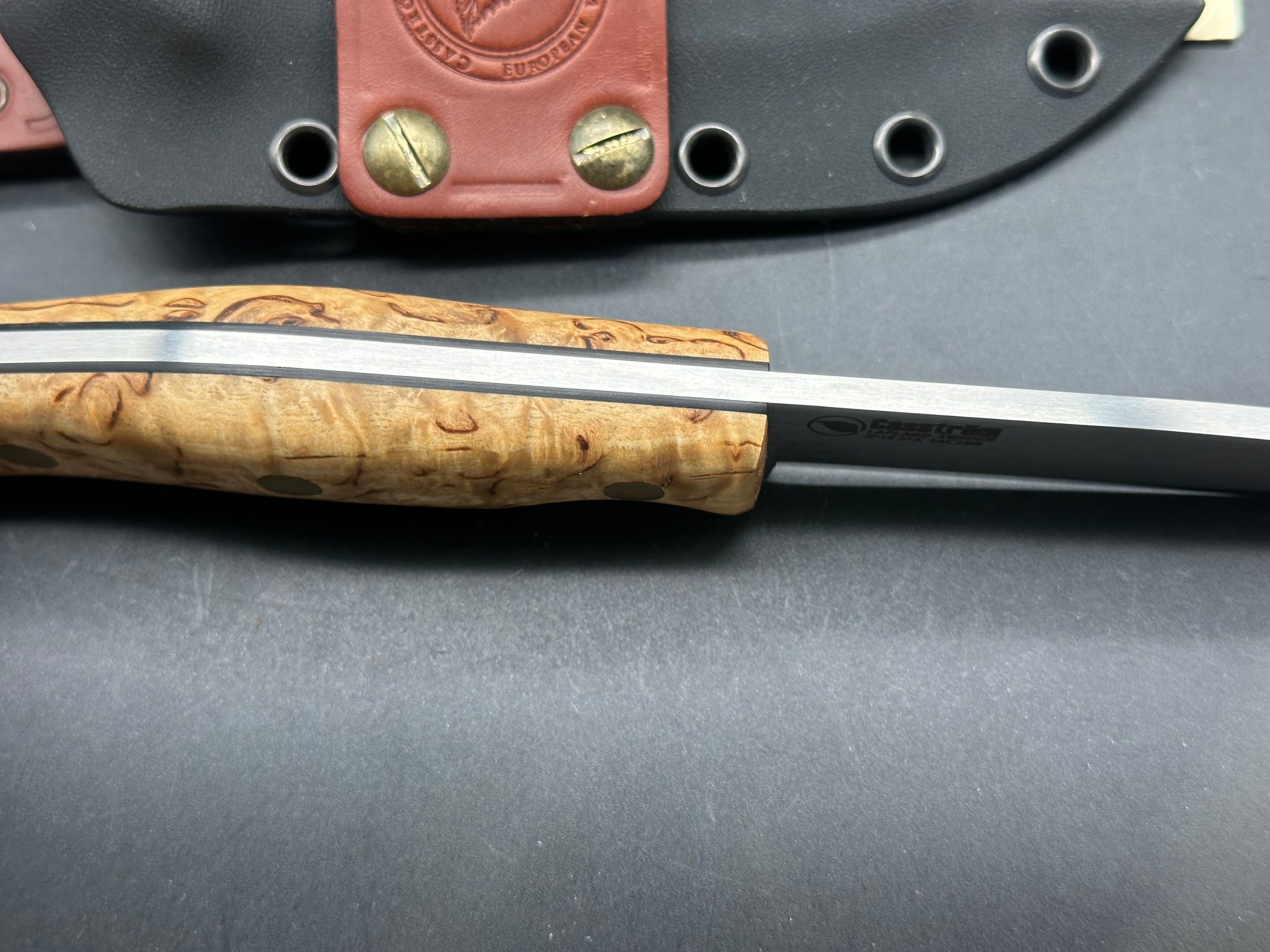 Casstrom #10 fixed blade knife curly birch handle including sheath