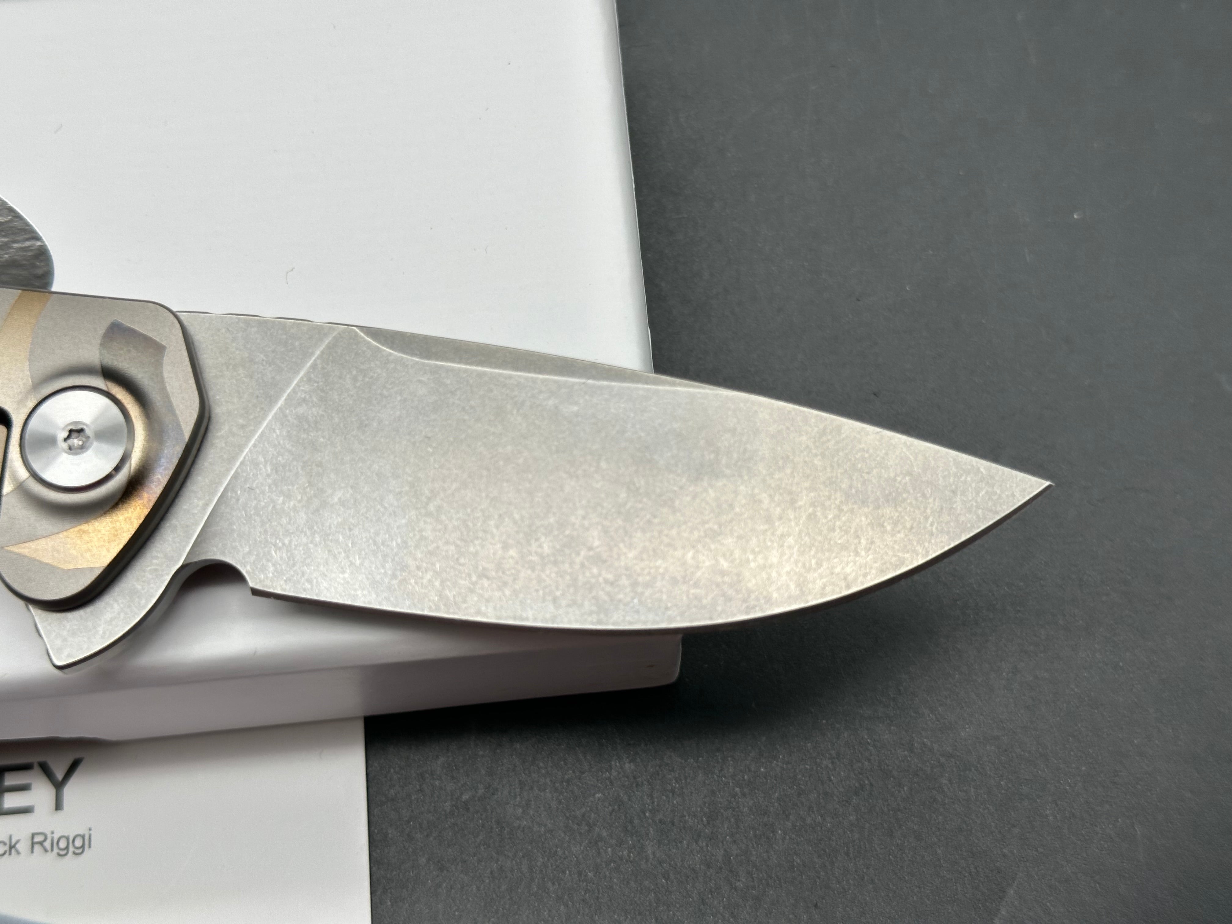 NRiggi Knives "JERSEY" Laser Engraved Titanium Scales w/CPM 20CV stonewash blade (wave pattern)