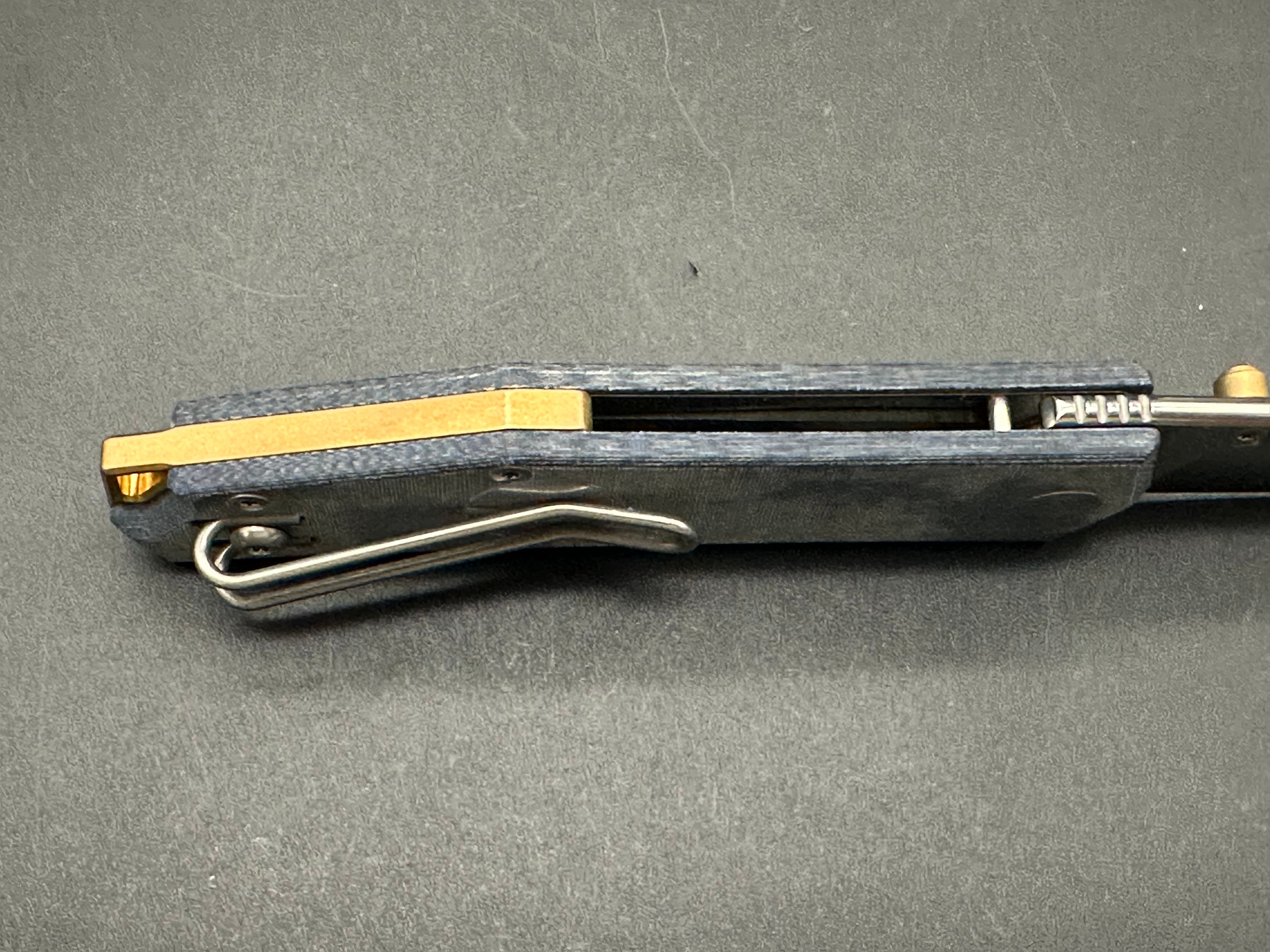 GiantMouse Vox/Anso ACE Clyde Liner Lock Knife Denim Micarta/Brass (3" Satin)