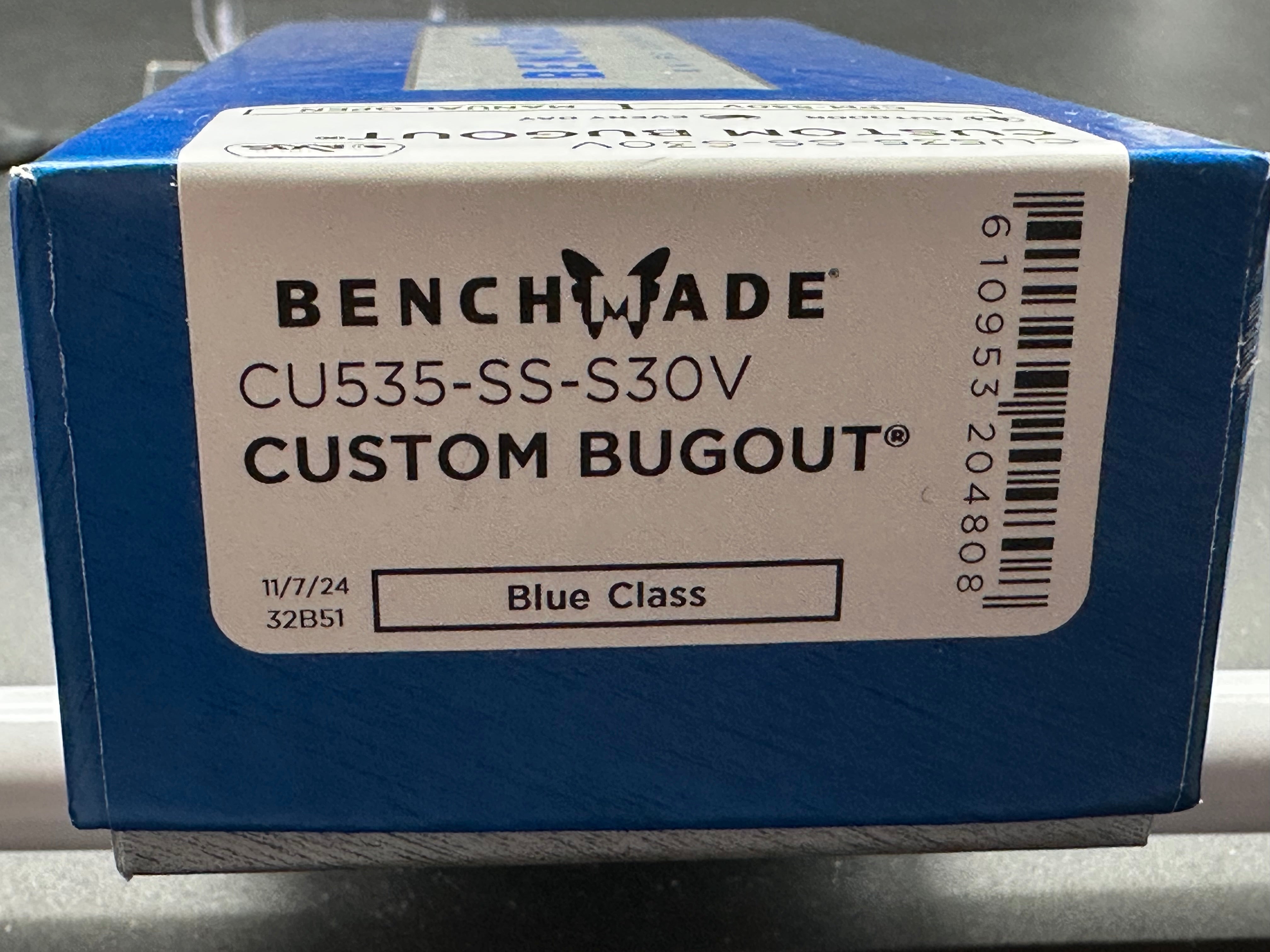 Benchmade Bugout (Custom), 3.24" S30V Drop Point Blade with OD Green Grivory Handle