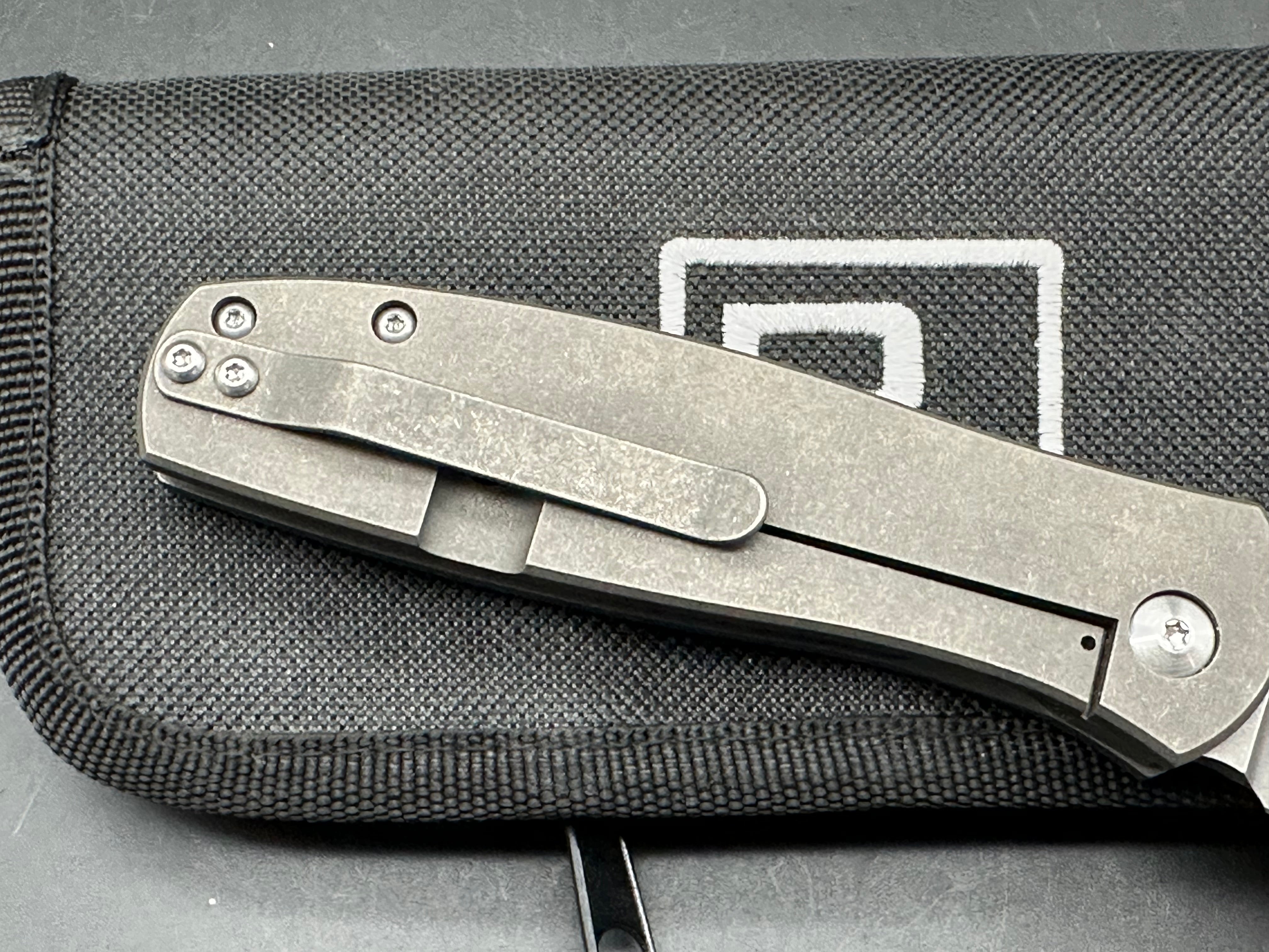 Ray Laconico FJ w/Swedge, Blasted and Tumbled CPM-154 Blade, Blasted and Tumbled Titanium Handles