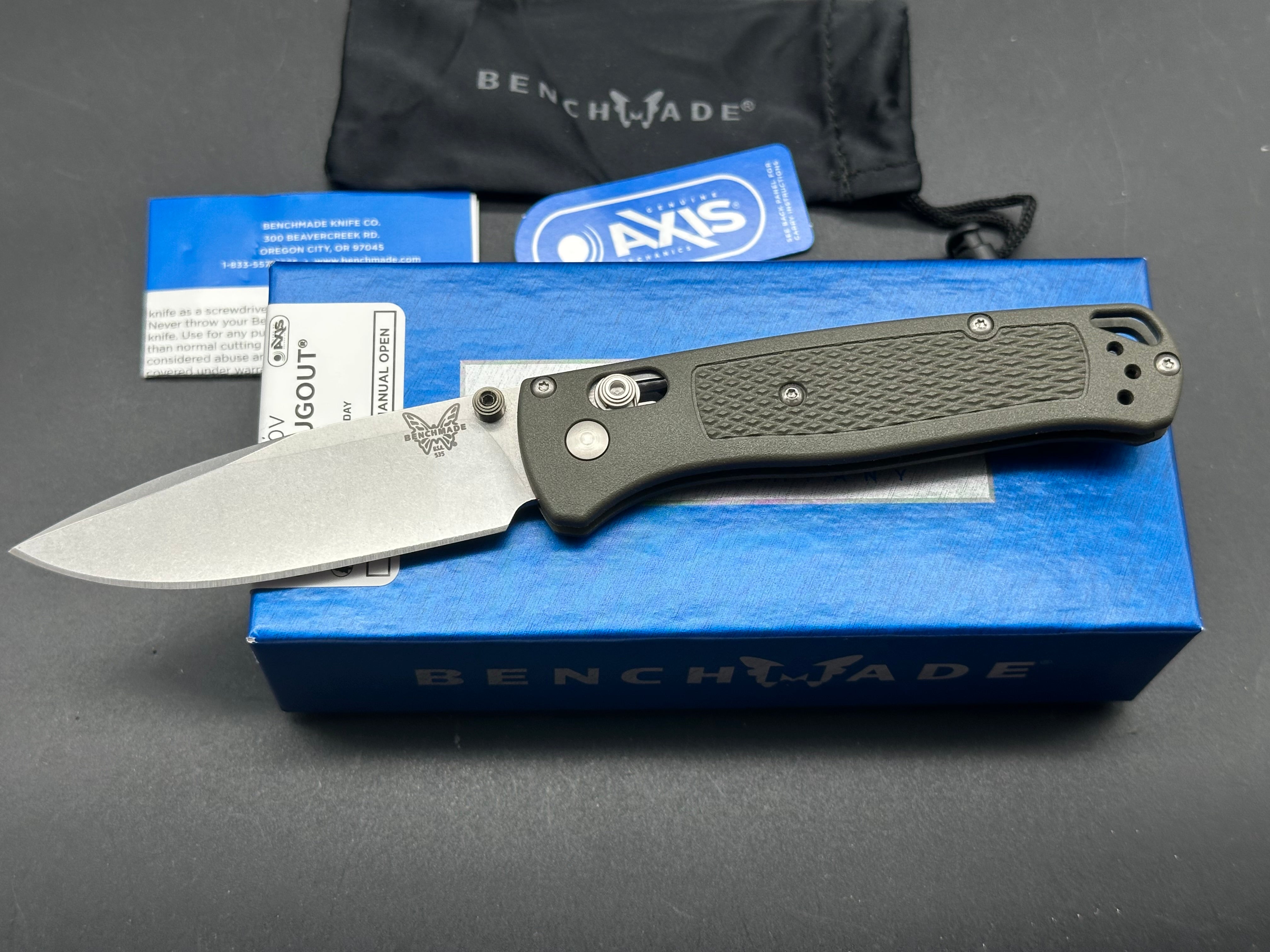 Benchmade Bugout (Custom), 3.24" S30V Drop Point Blade with OD Green Grivory Handle