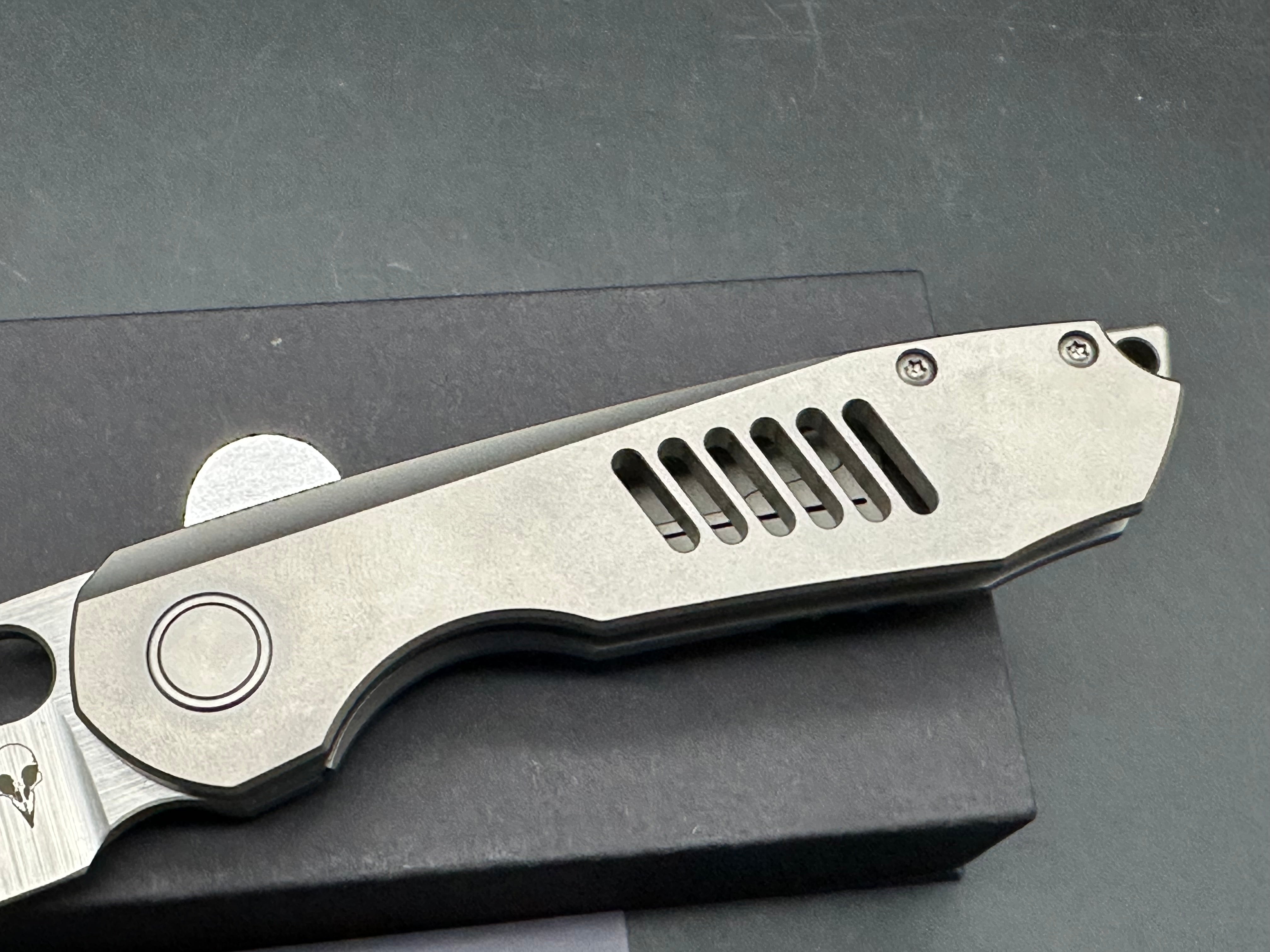Sparrow Knife Co. Production Strix Round 1 #94 of 154 (V3 Full Ti), Belt Satin Hollow Ground M390 Blade