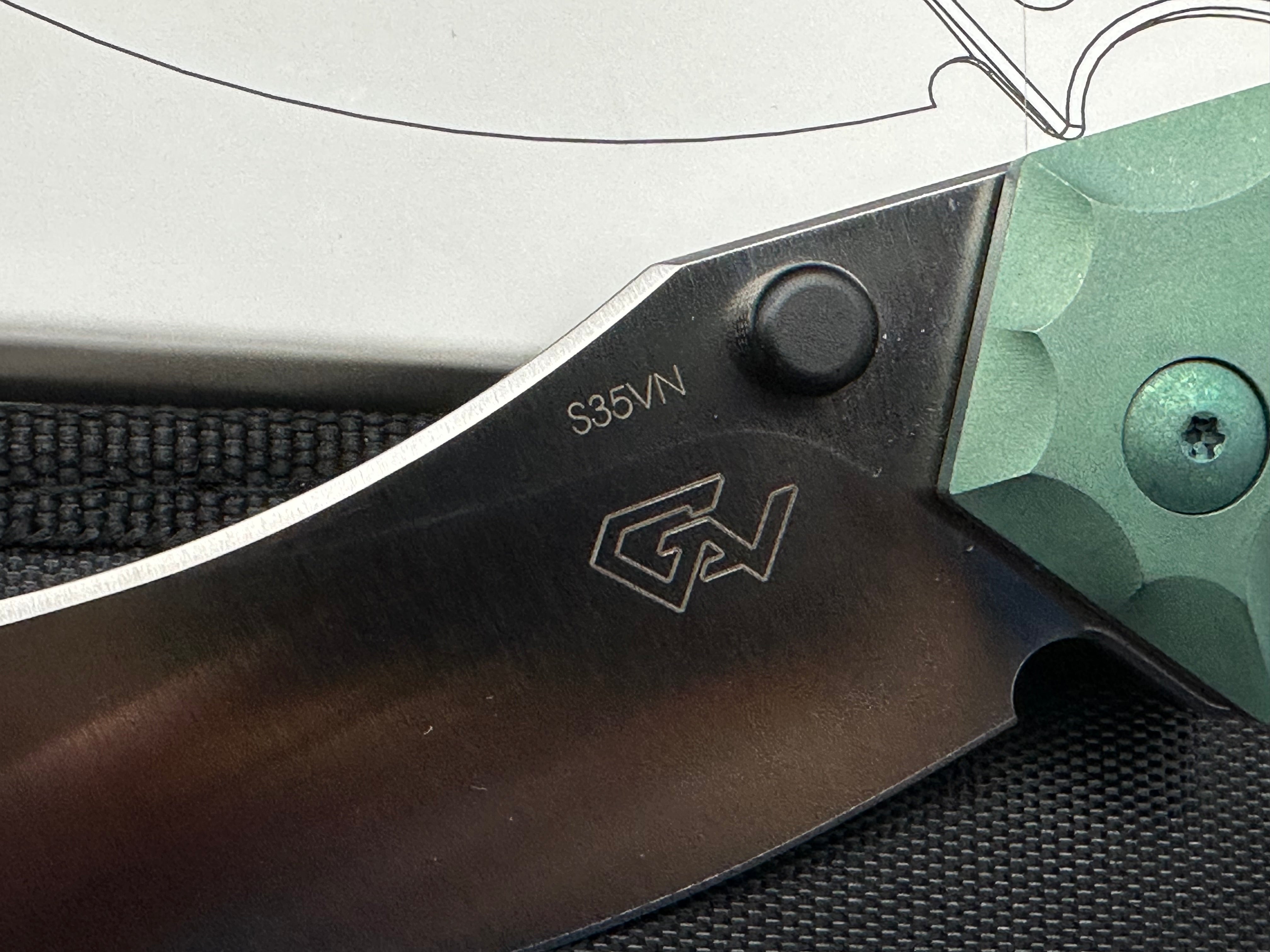 Massdrop x Gavko Thresher, Satin CPM-S35VN Blade, Green Anodized Titanium Handles, Backspacer, Pocket Clip and Hardware