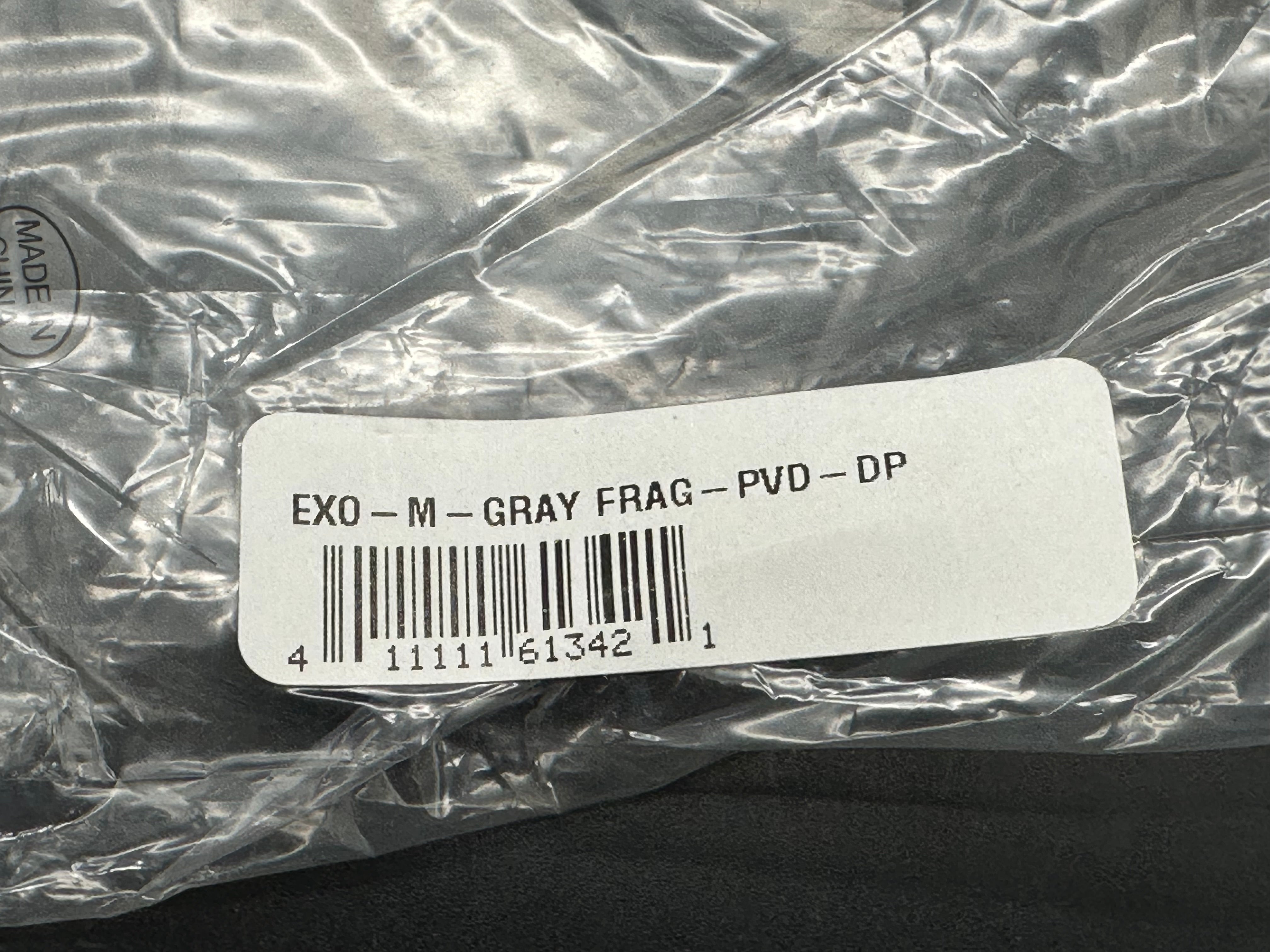 Reate Exo-M Drop Point BladeHQ Exclusive, Black PVD and Satin Two-Tone Elmax Blade, Gray Anodized Aluminum Frag Handles