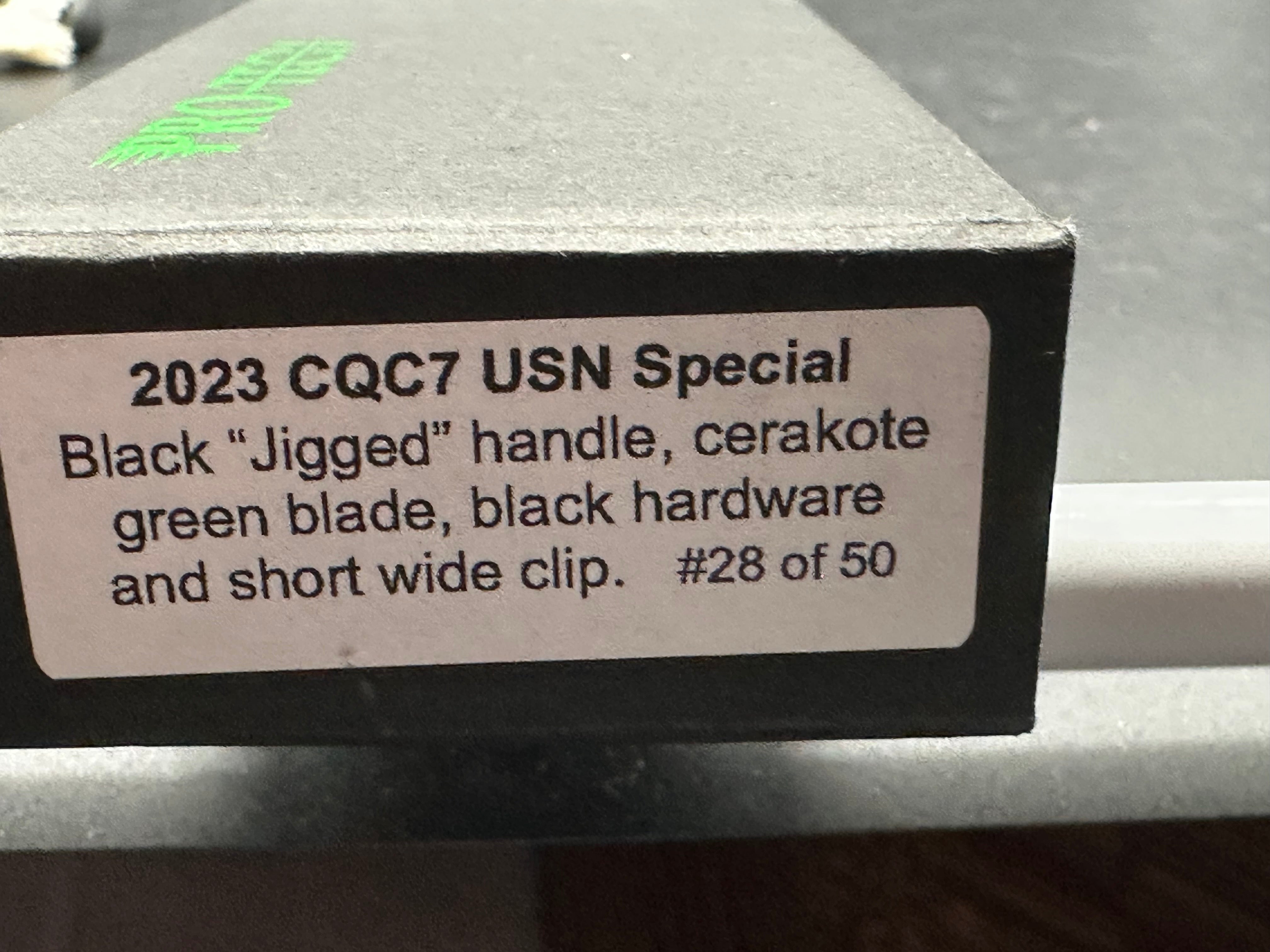 Protech 2023 CQC7 USN Special Black "Jigged" handle, cerakote green blade #28 of 50
