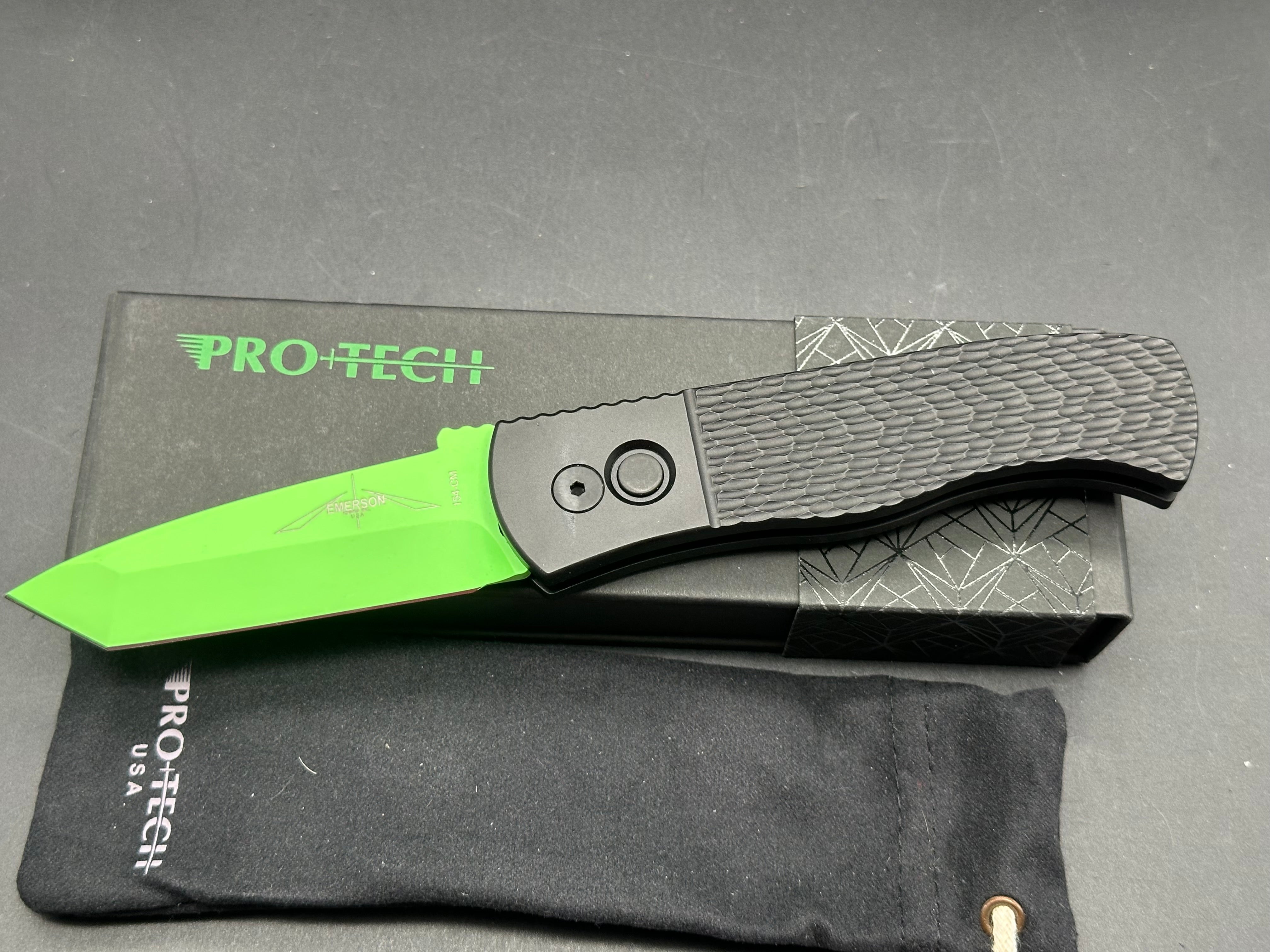 Protech 2023 CQC7 USN Special Black "Jigged" handle, cerakote green blade #28 of 50